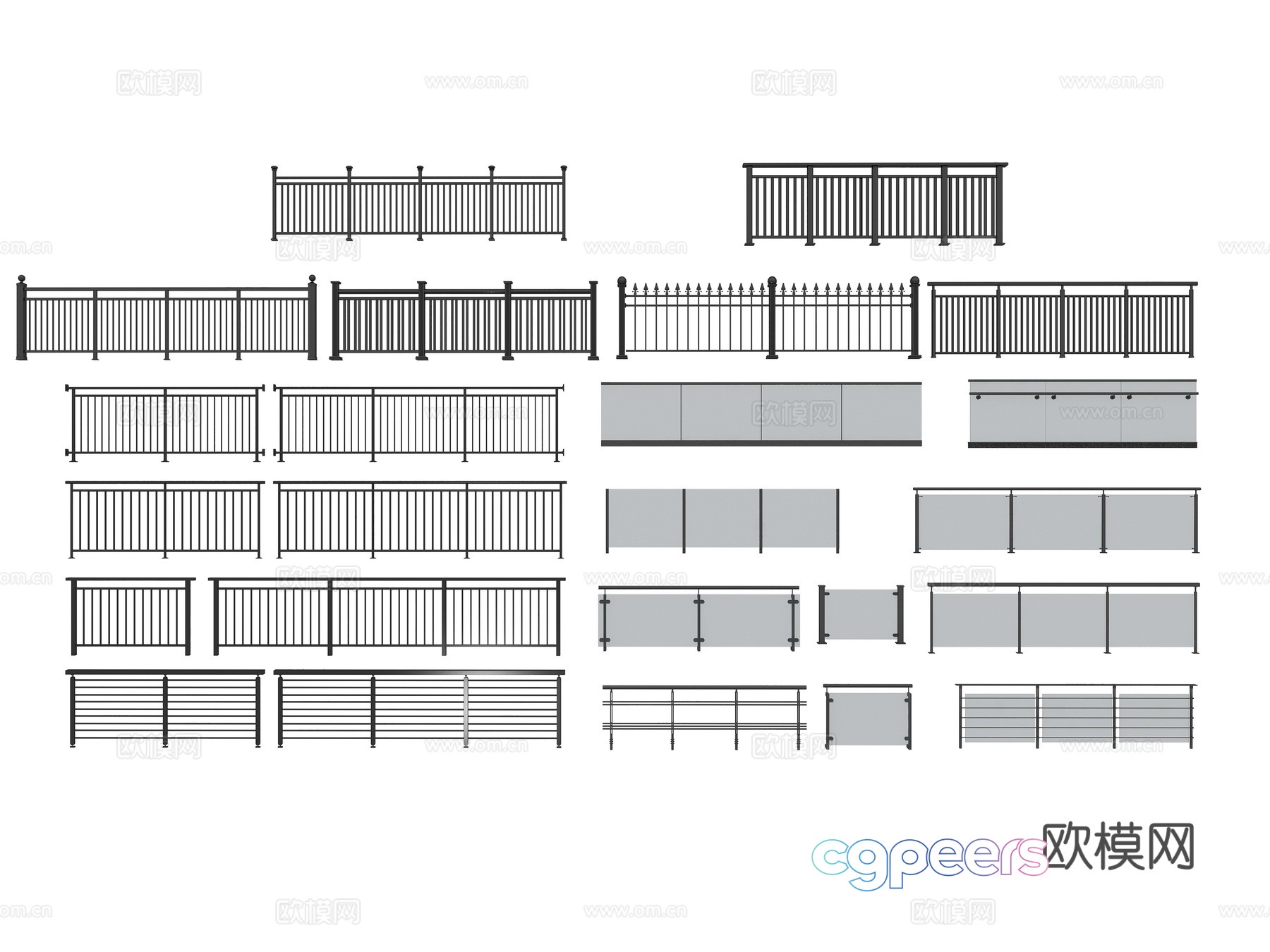 Modern glass railing 3d model Modern glass railing 3d model
