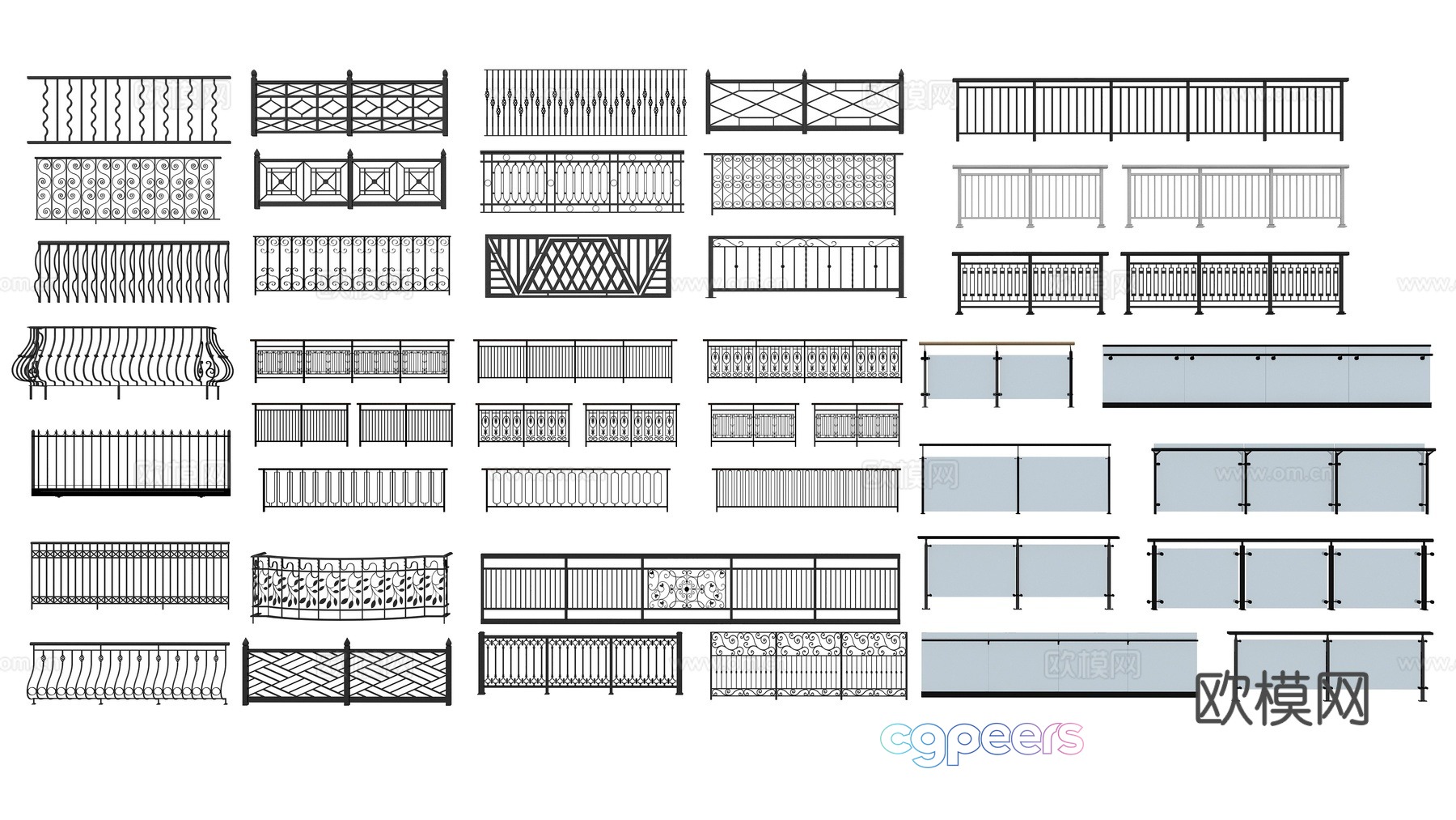 Modern railing 3d model Modern railing 3d model