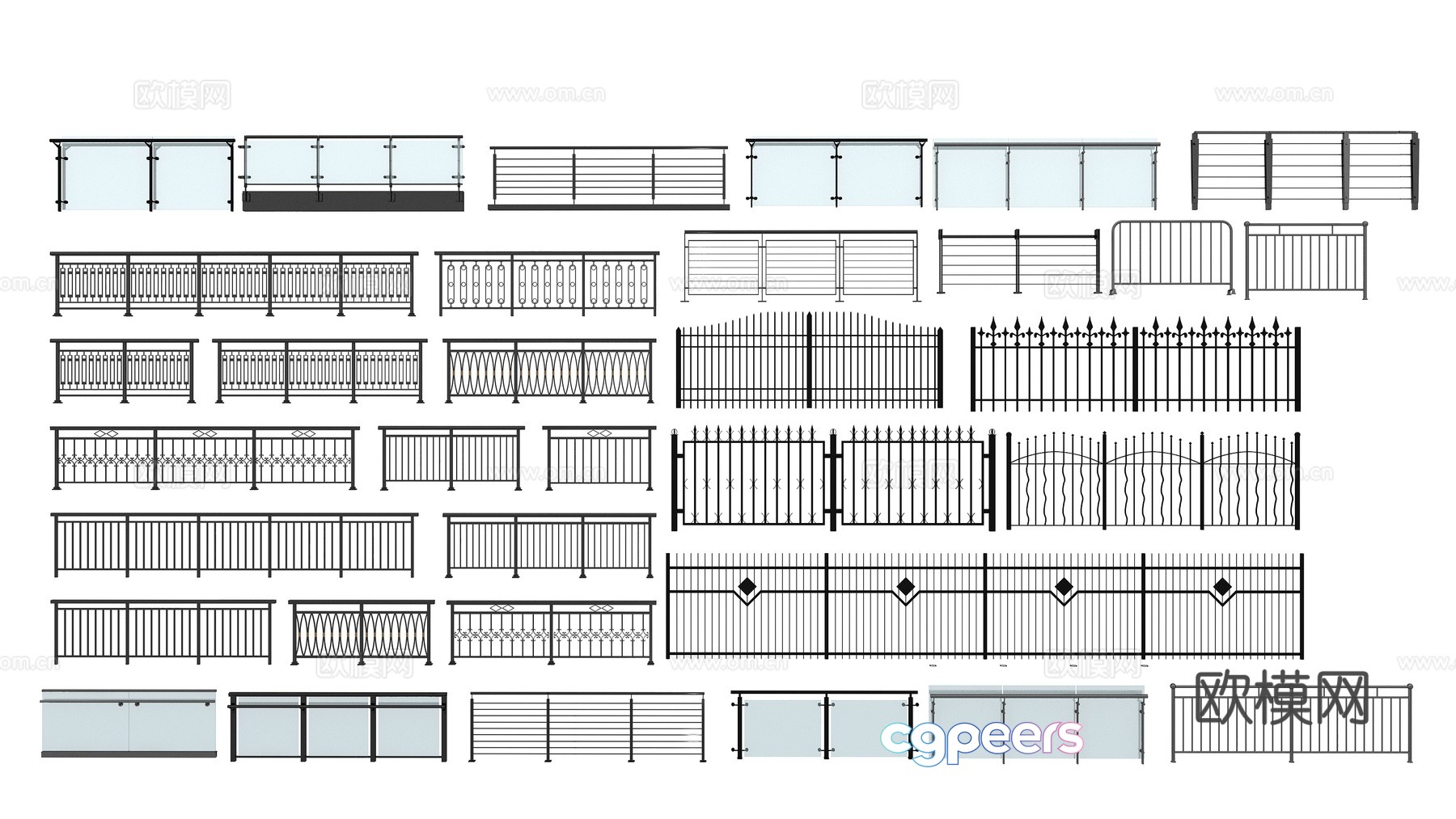 Modern railing 3d model Modern railing 3d model