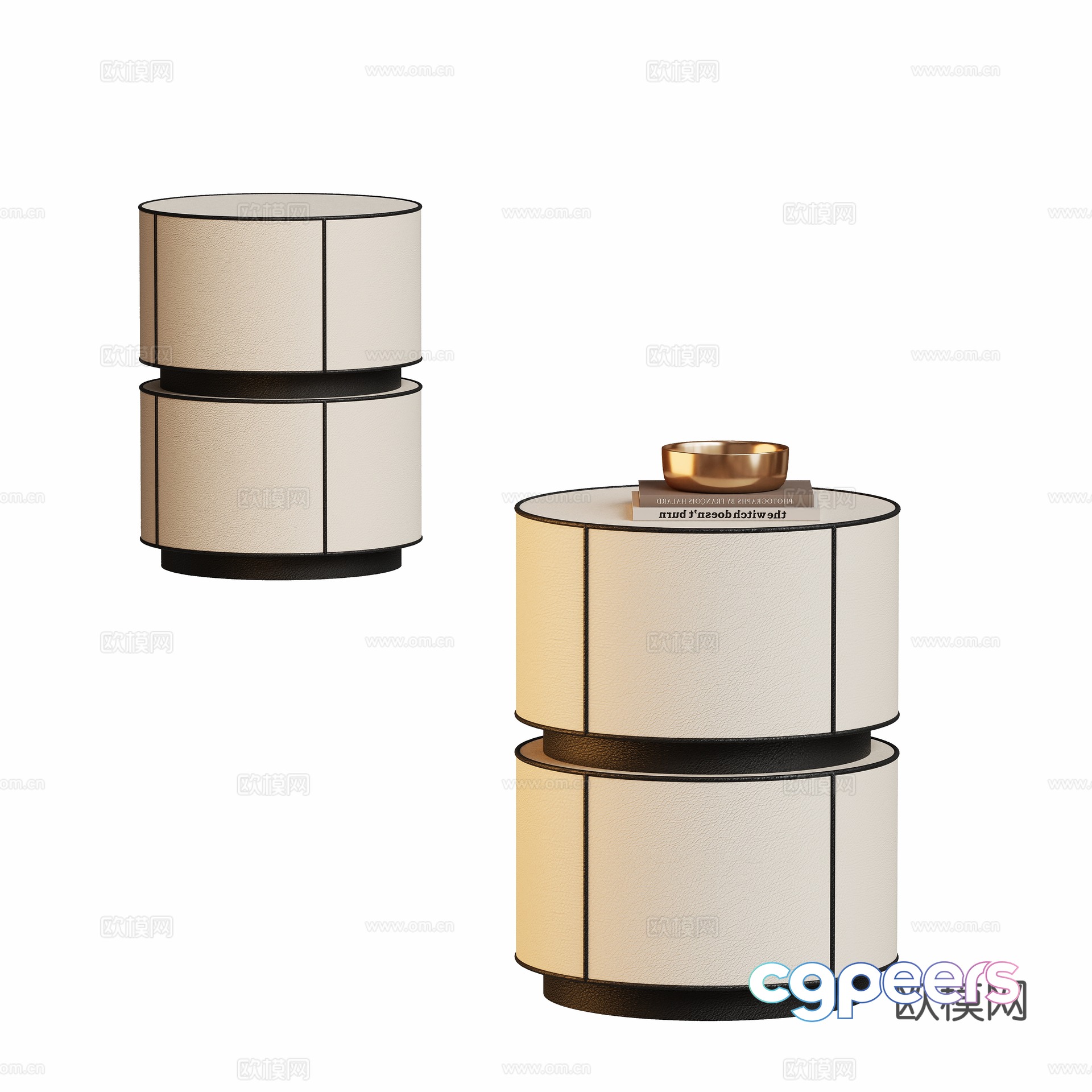 Modern round bedside table 3D model Modern round bedside table 3D model