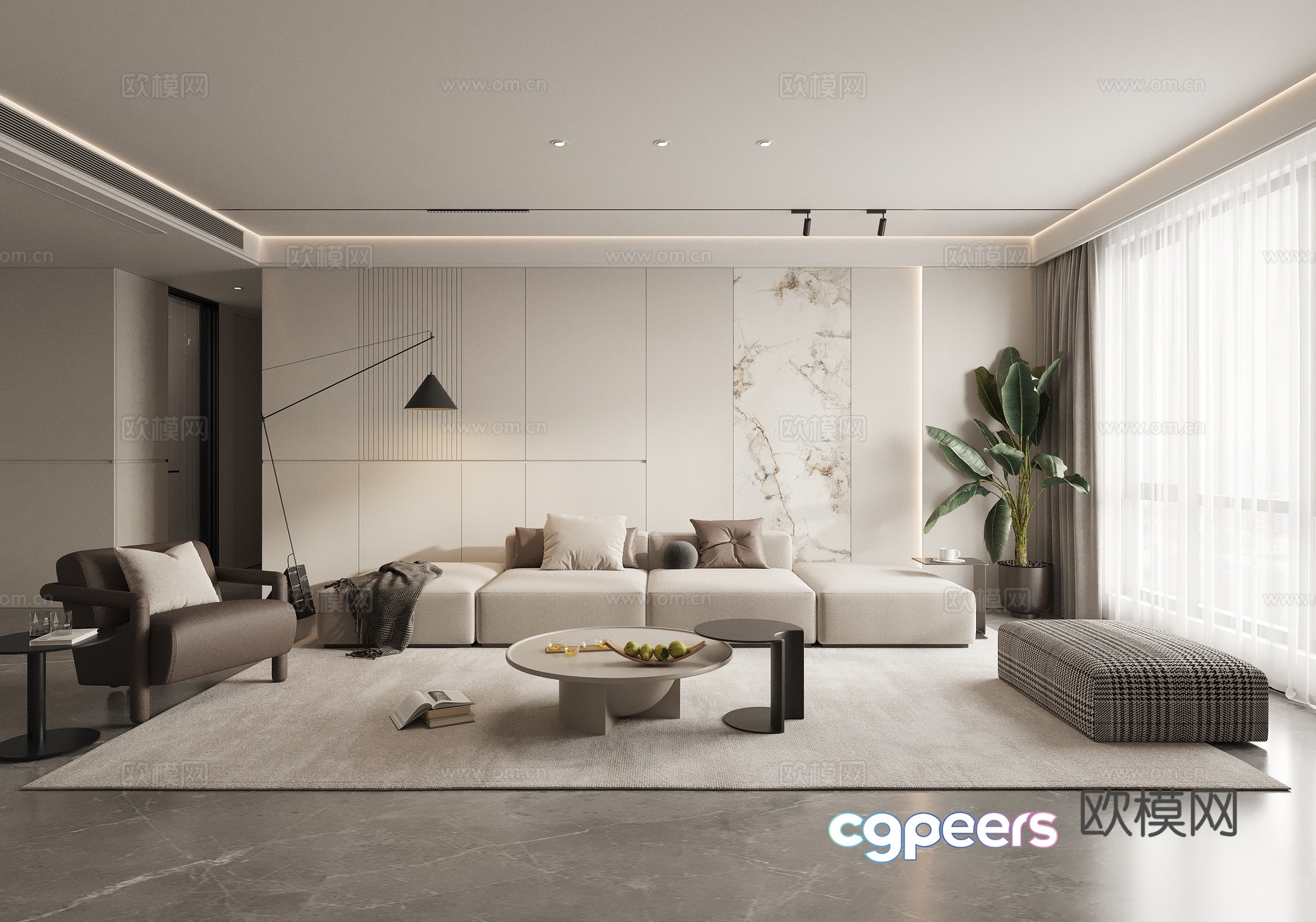 Modern high-end gray living room 3d model Modern high-end gray living room 3d model
