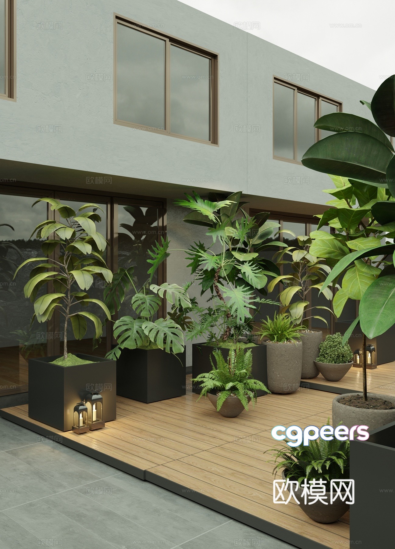 Modern potted plant combination 3D model Modern potted plant combination 3D model