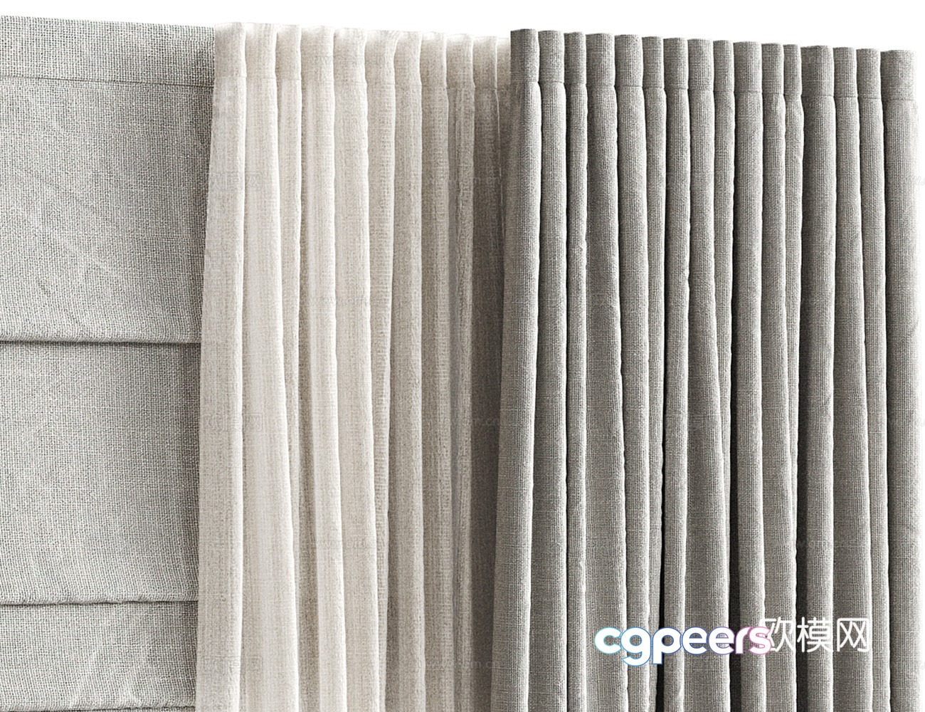 Gray curtain 3d model Gray curtain 3d model