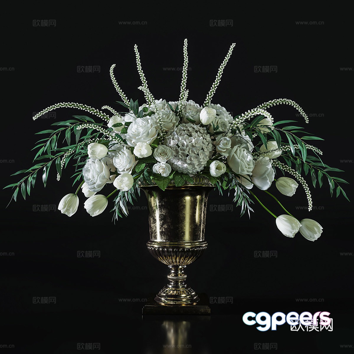 French vase flower art 3d model French vase flower art 3d model