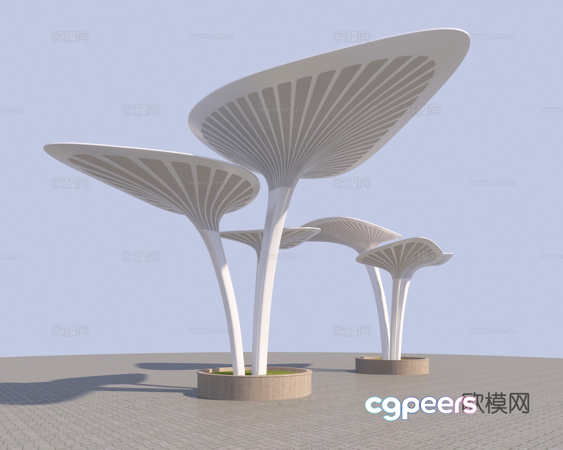 Leaf shape sunshade corridor frame 3d model Leaf shape sunshade corridor frame 3d model