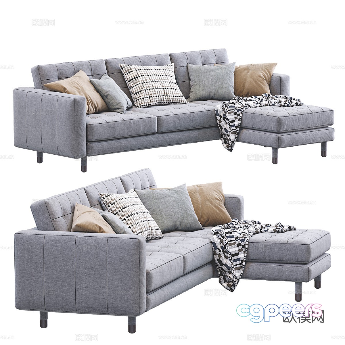 Modern Nordic corner sofa 3d model Modern Nordic corner sofa 3d model