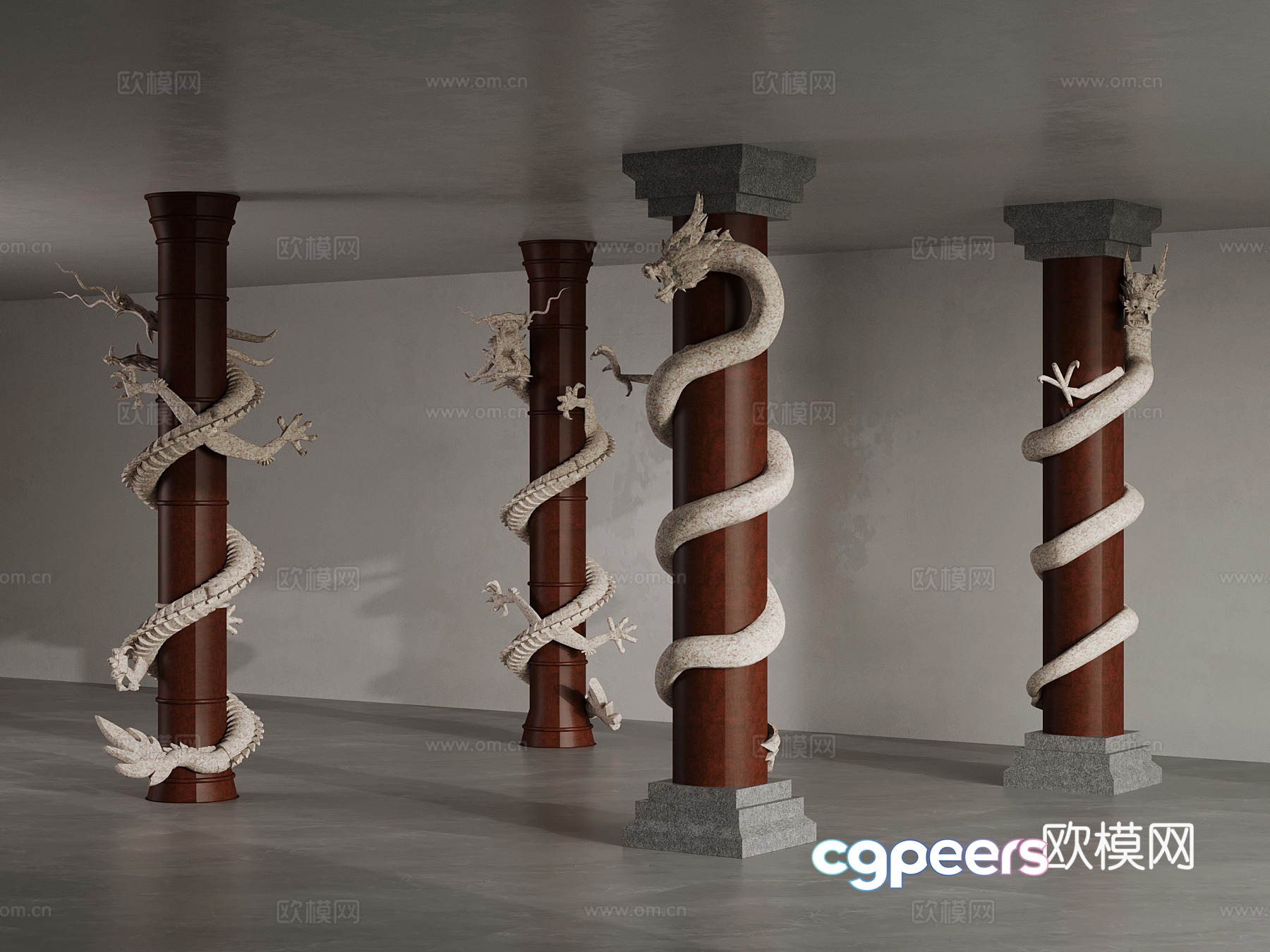 New Chinese column dragon column 3D model New Chinese column dragon column 3D model