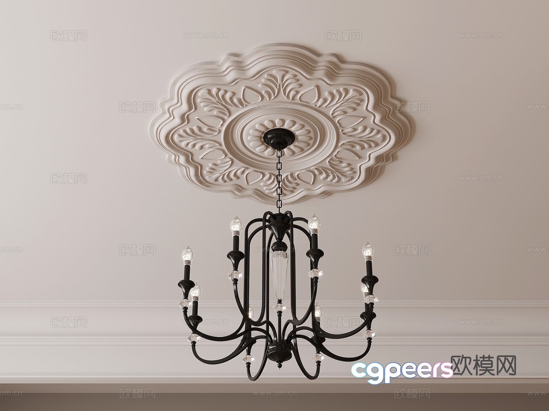 French gypsum lamp tray carved 3D model French gypsum lamp tray carved 3D model