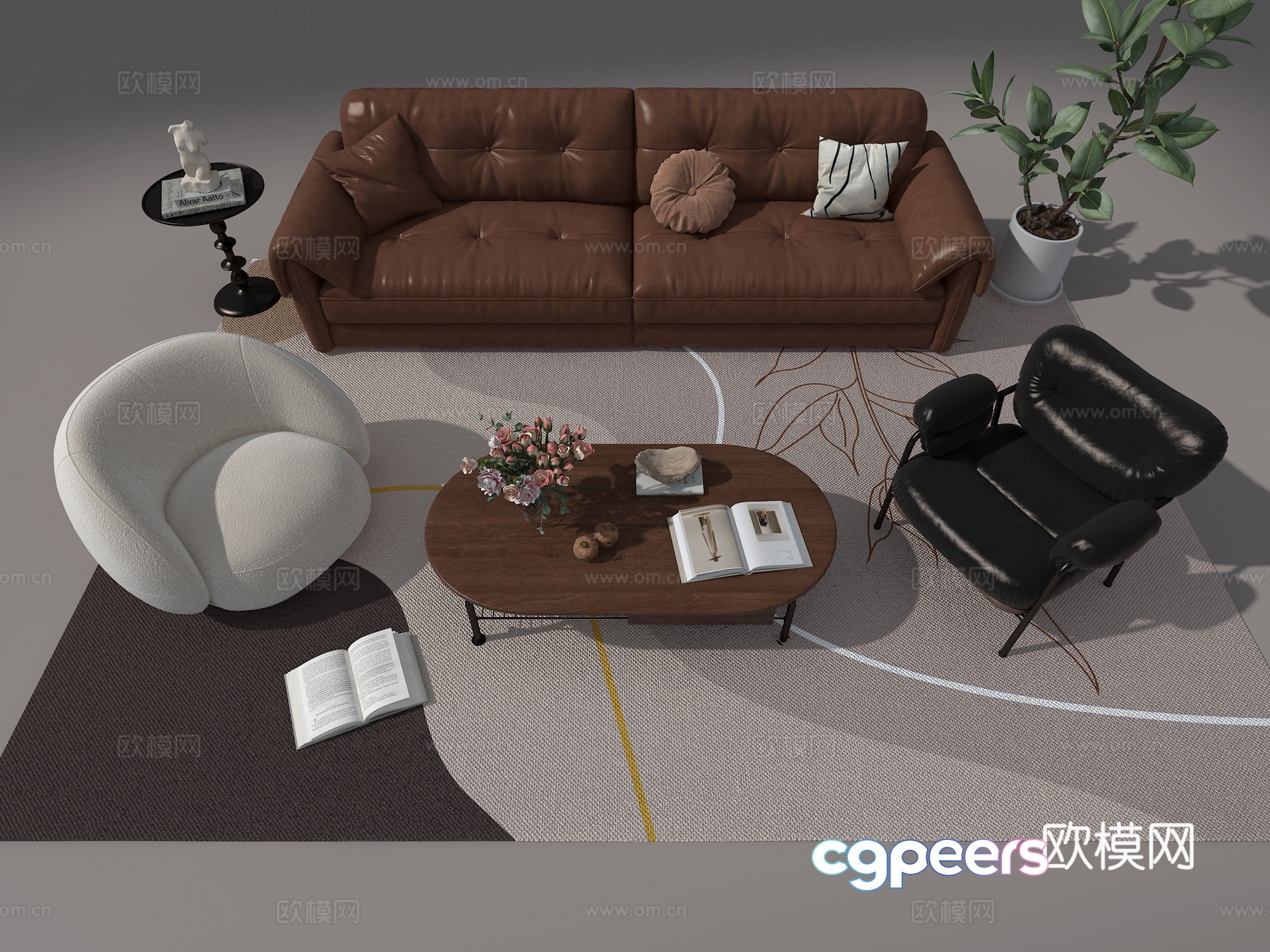 Middle-aged sofa set 3d model Middle-aged sofa set 3d model