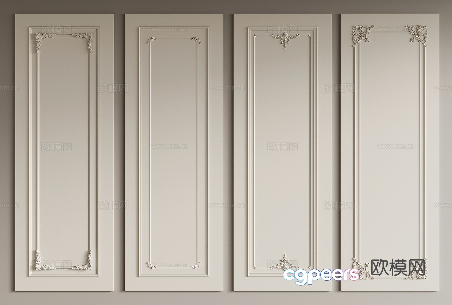 French wainscoting wainscoting 3D model French wainscoting wainscoting 3D model