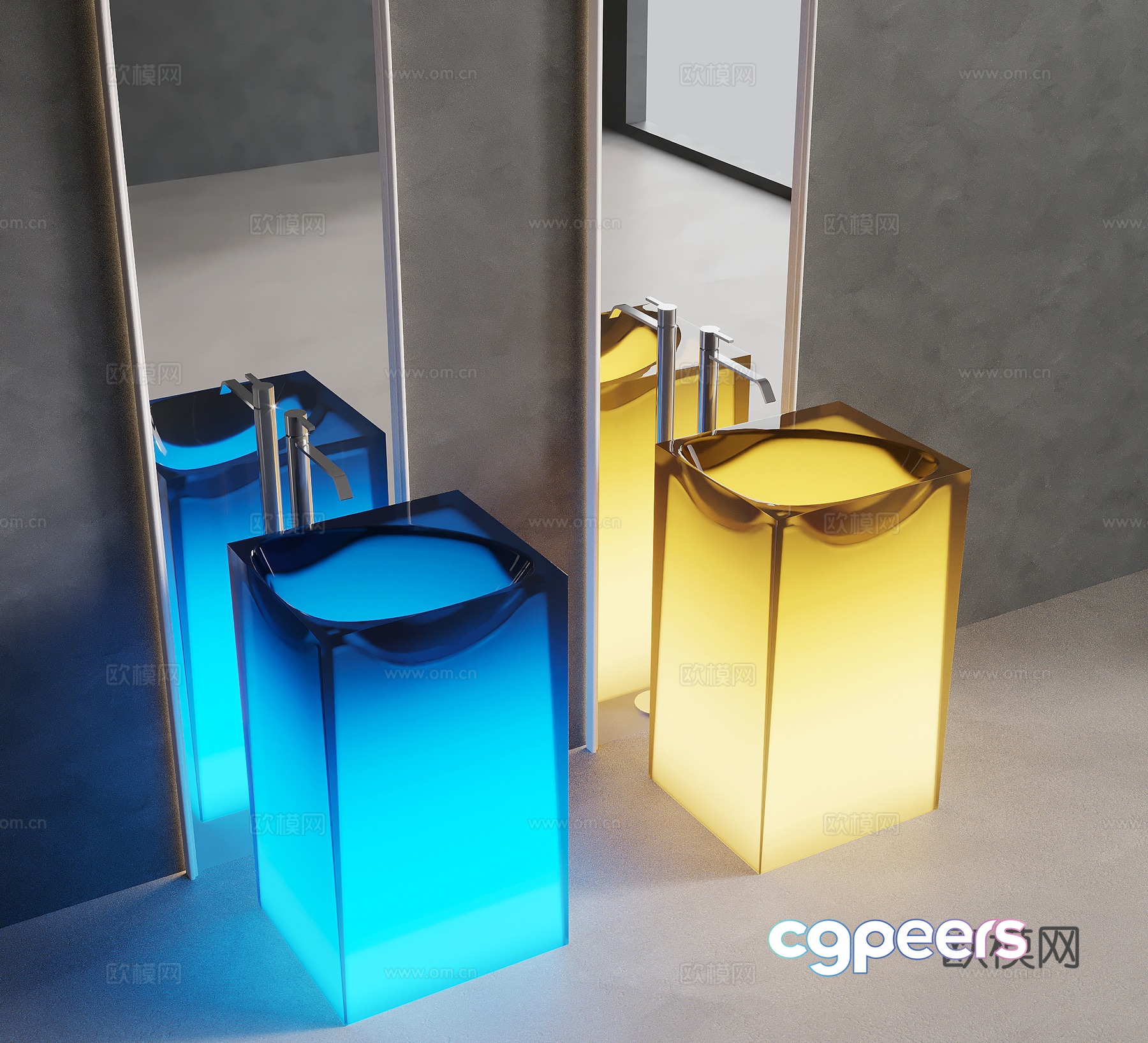 Wash basin modern column basin wash basin mirror 3d model Wash basin modern column basin wash basin mirror 3d model