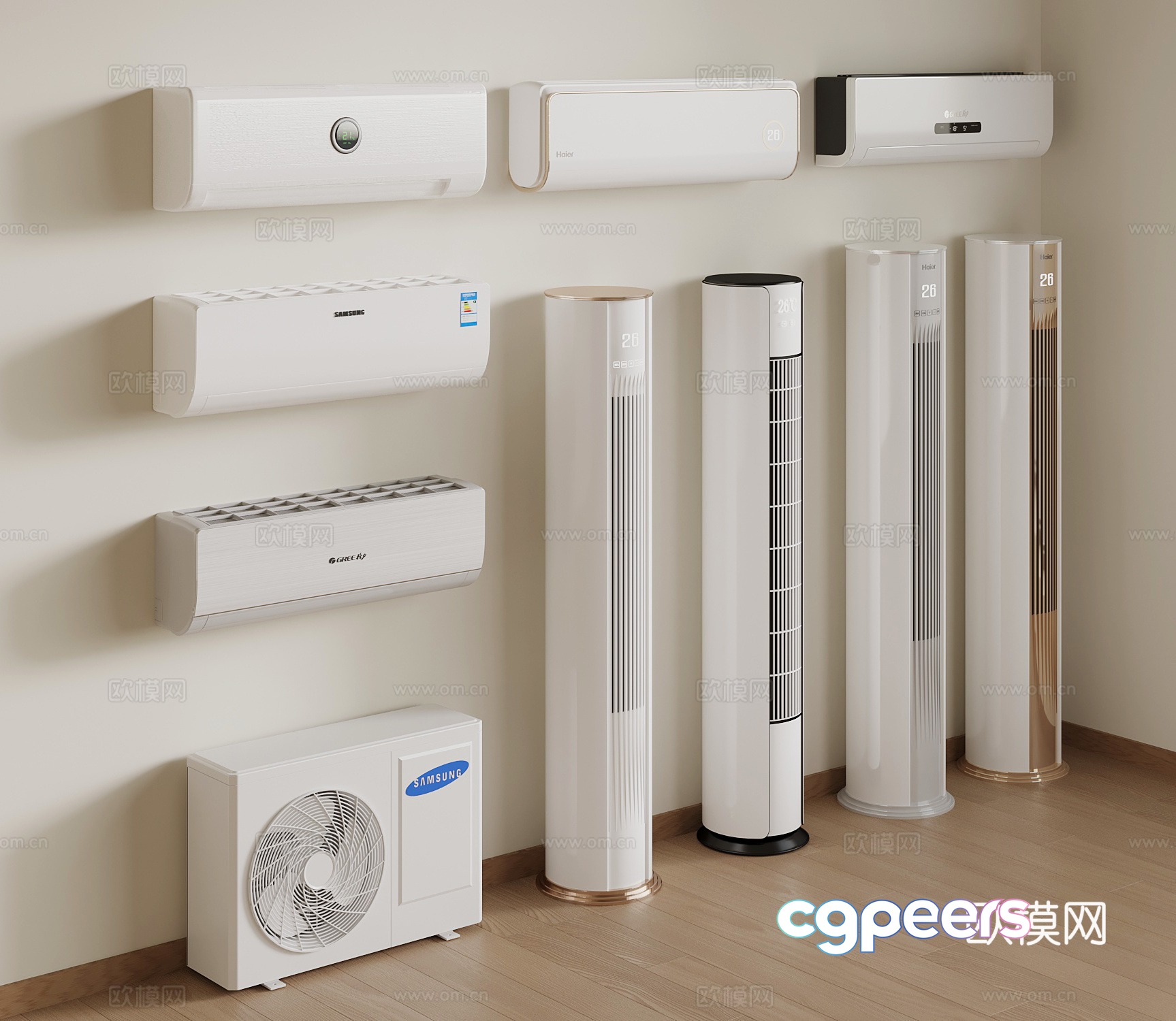 Modern air conditioner wall-mounted air conditioner vertical air conditioner 3D model Modern air conditioner wall-mounted air conditioner vertical air conditioner 3D model
