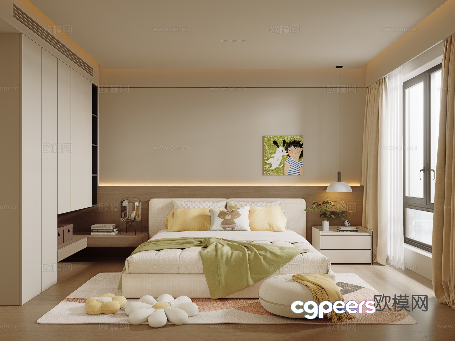 Modern Cream Universal Children’s Room 3D Model Modern Cream Universal Children’s Room 3D Model