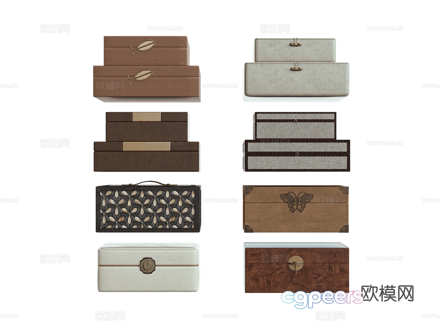 New Chinese style decorative box Jewelry box Tea box 3D model New Chinese style decorative box Jewelry box Tea box 3D model