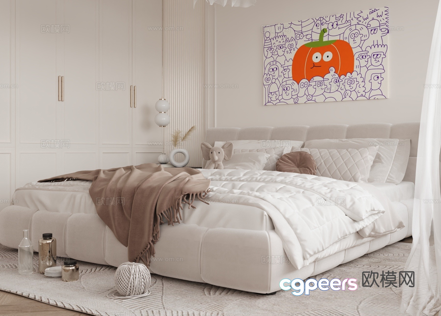 French Cream Home Bedroom Master Bedroom 3D Model French Cream Home Bedroom Master Bedroom 3D Model
