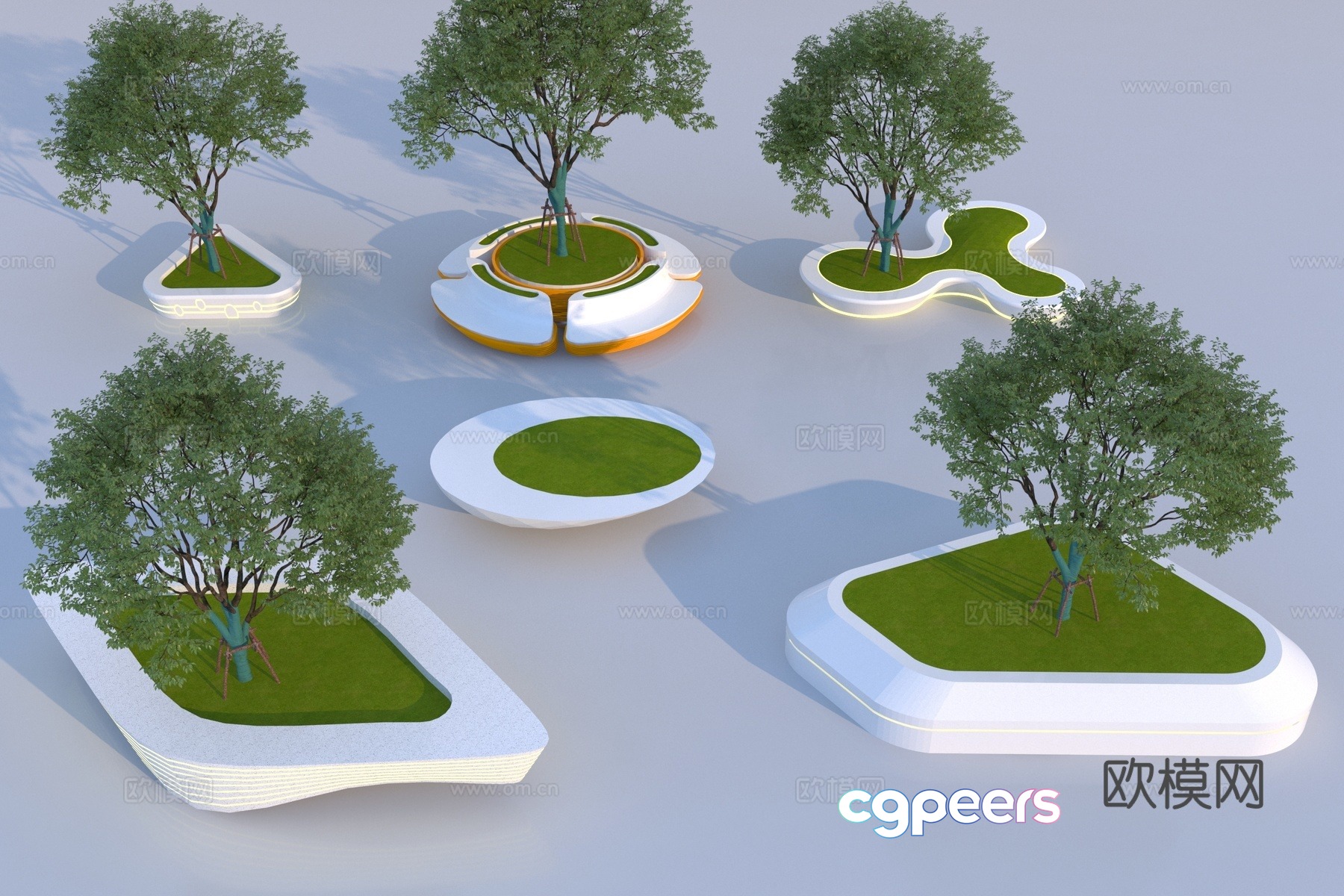 Modern landscape tree pool 3d model Modern landscape tree pool 3d model