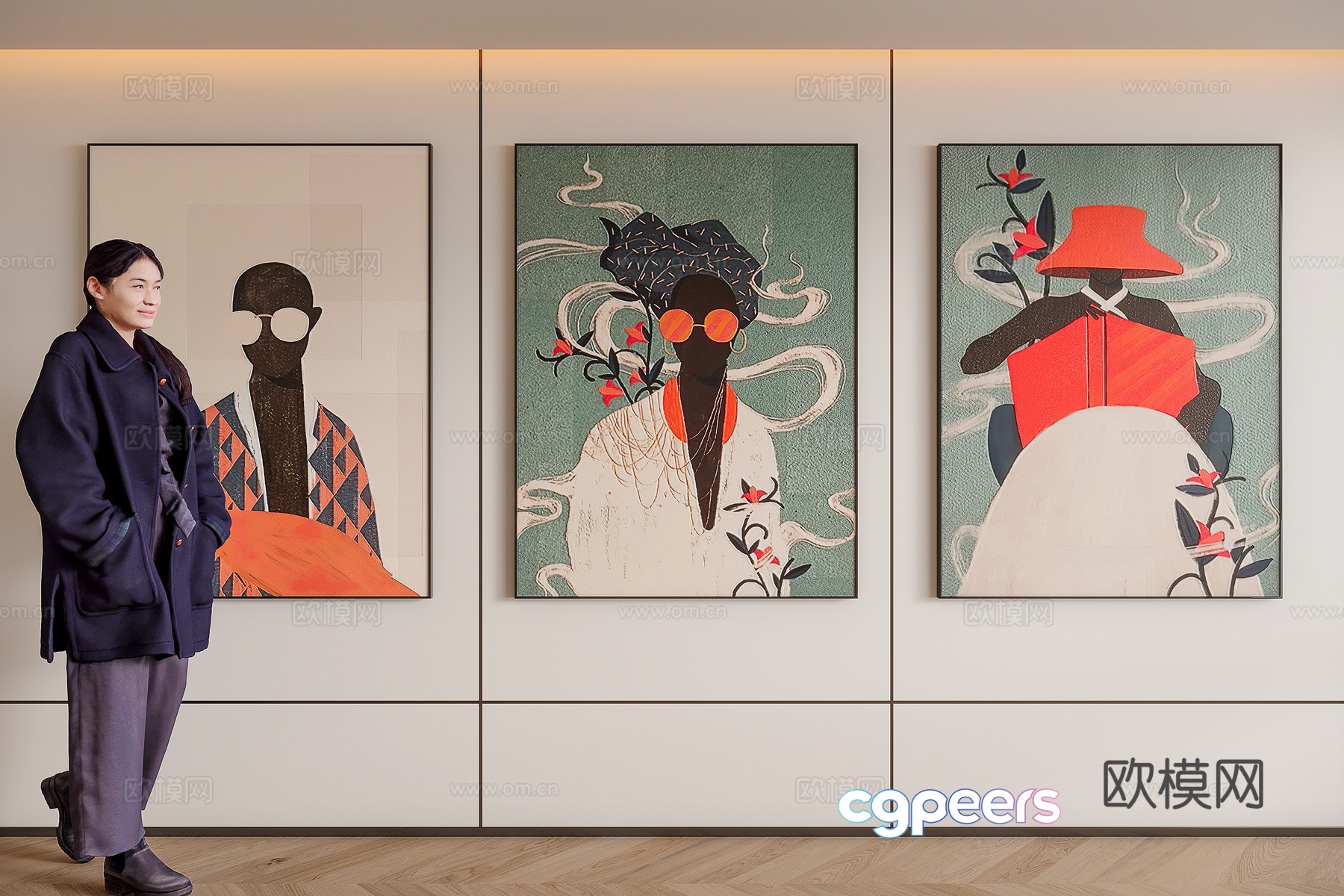 Modern simple combination hanging painting 3D model Modern simple combination hanging painting 3D model