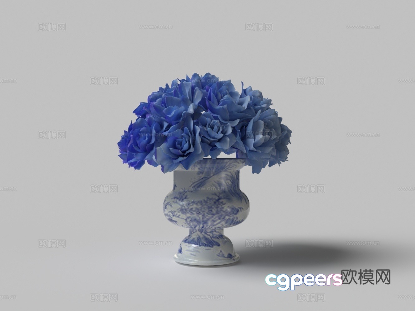 Chinese blue rose pot 3d model Chinese blue rose pot 3d model