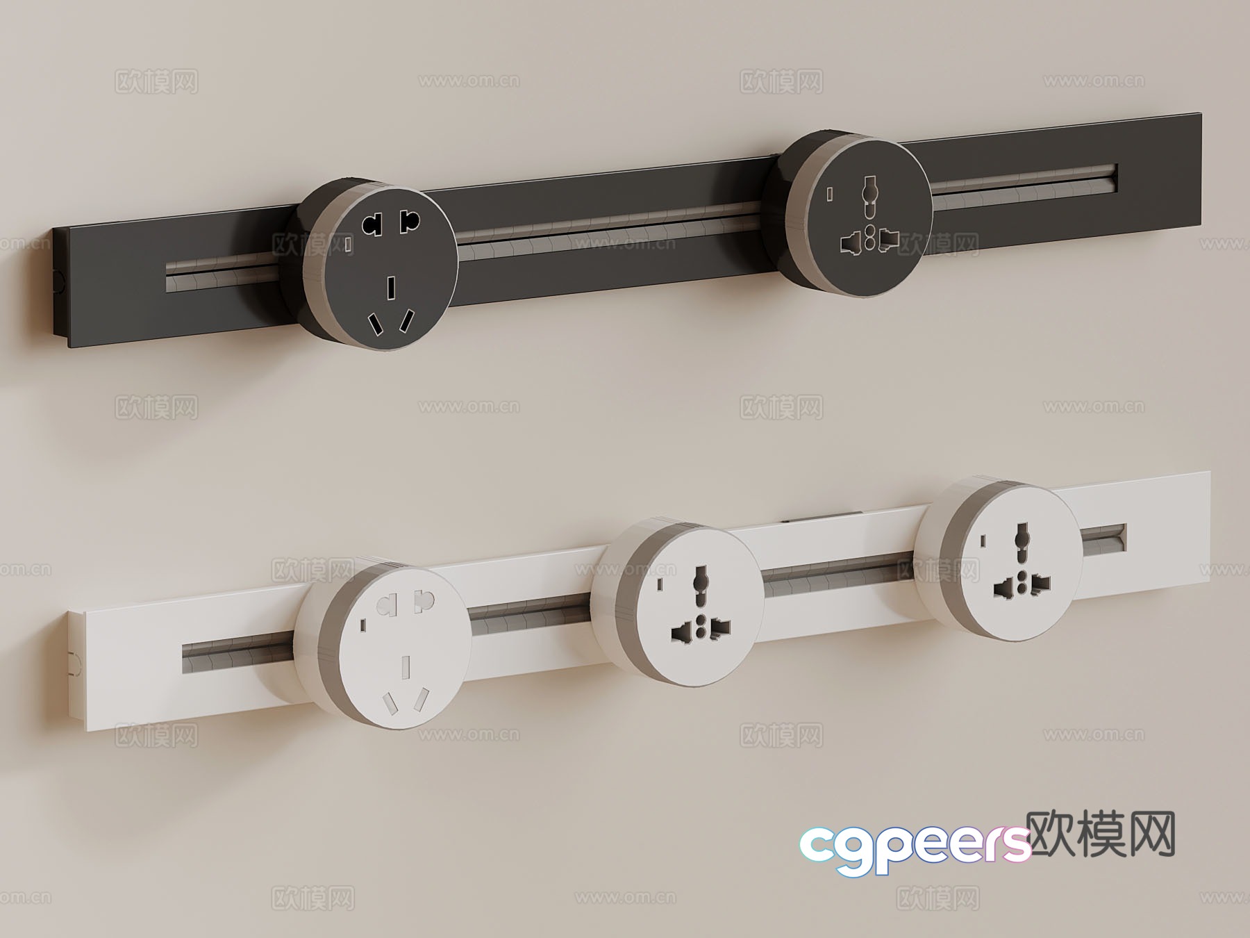 Modern plug-in track socket 3d model Modern plug-in track socket 3d model