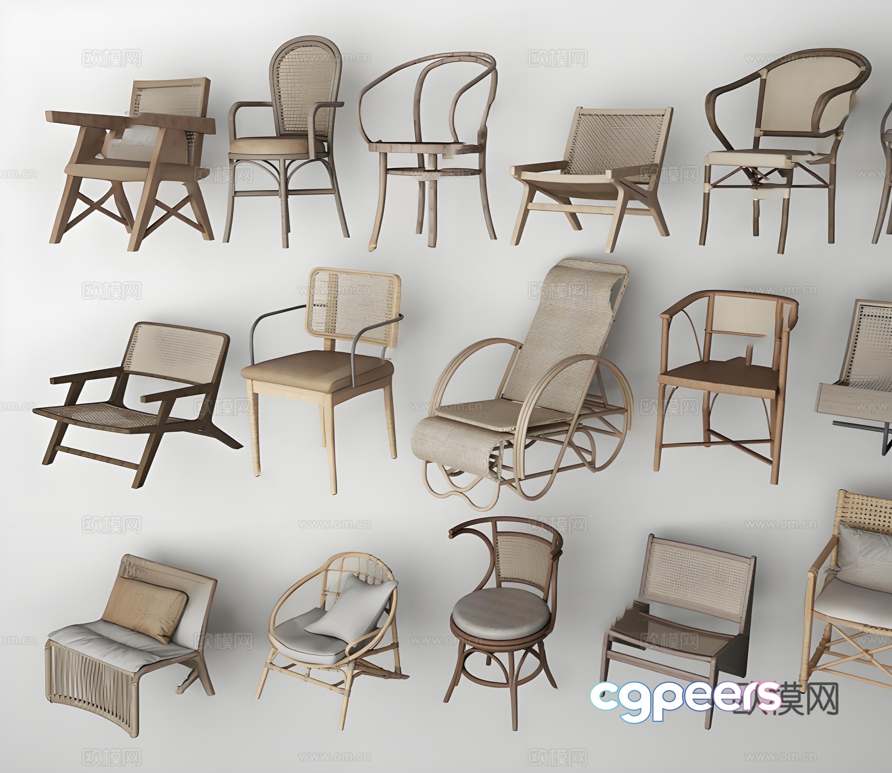 Rattan leisure chair 3d model Rattan leisure chair 3d model