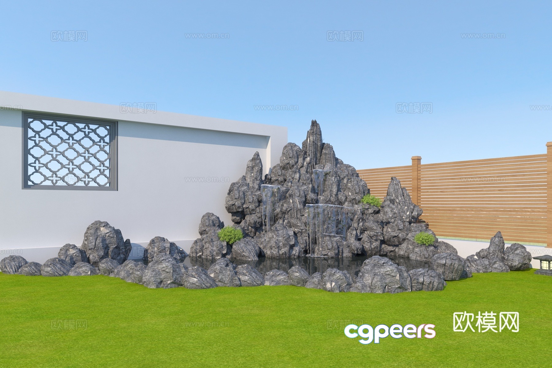 New Chinese style rockery waterscape 3D model New Chinese style rockery waterscape 3D model