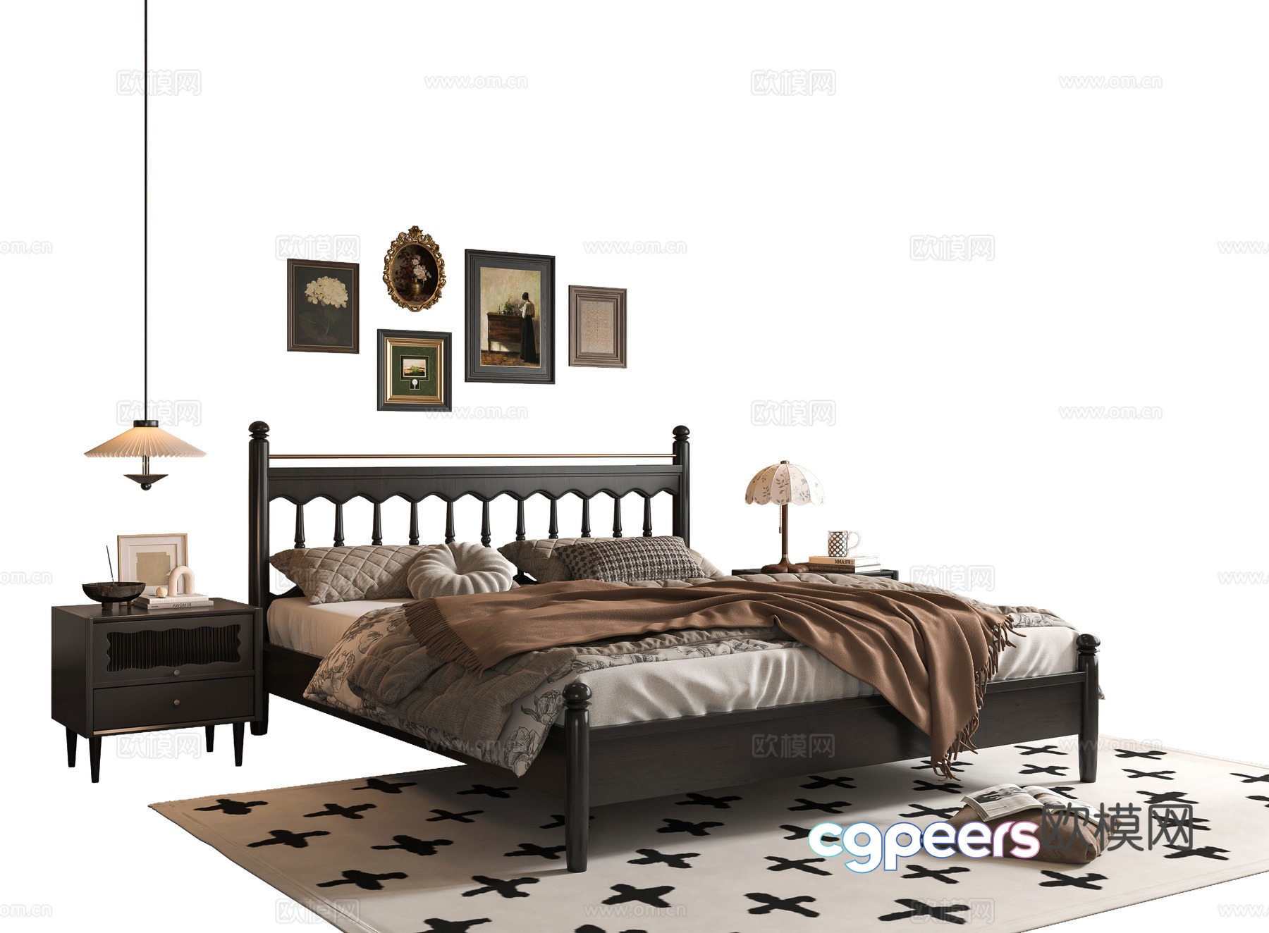 French double bed 3d model French double bed 3d model