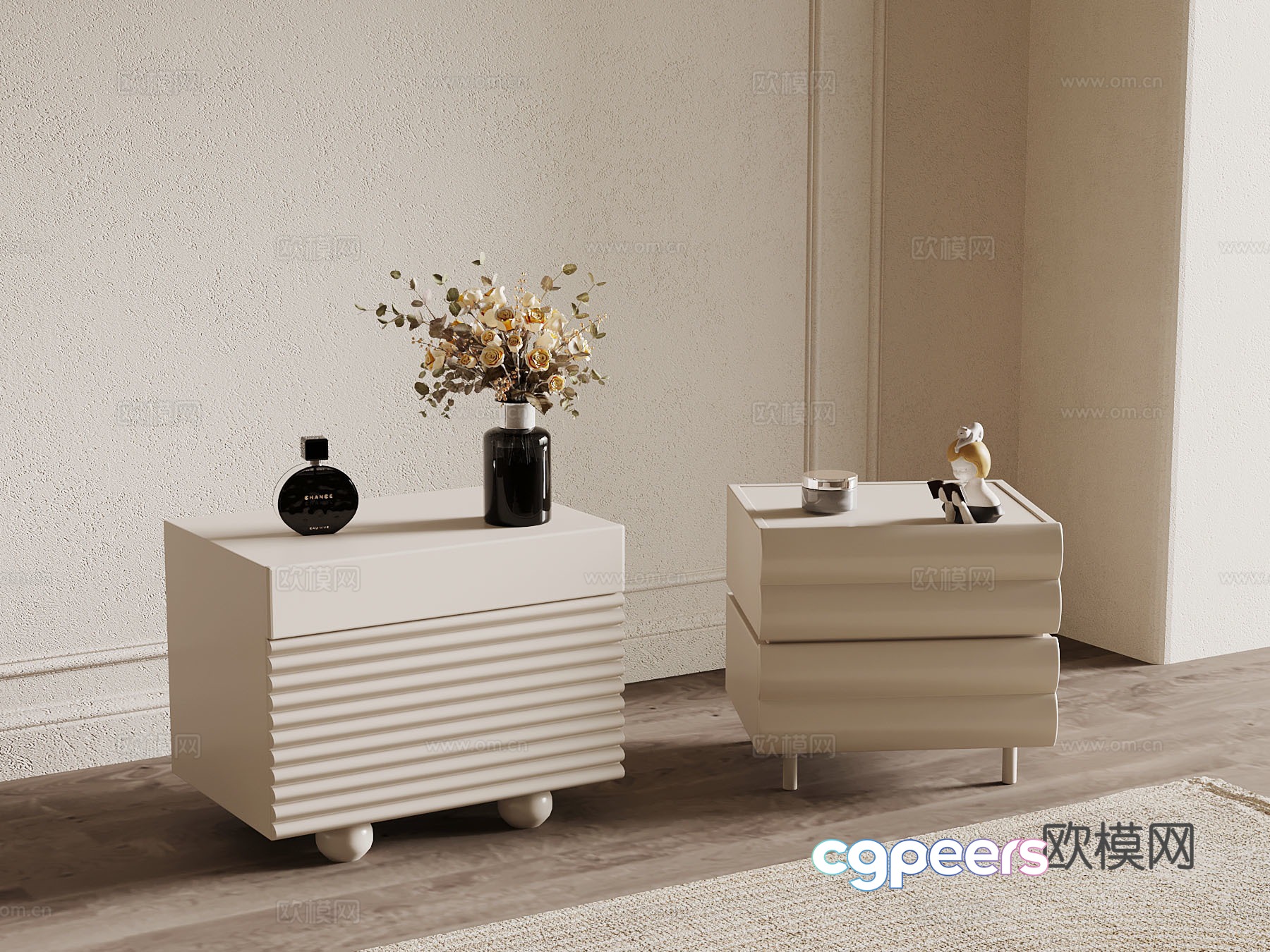 French bedside table decorative ornaments 3D model French bedside table decorative ornaments 3D model
