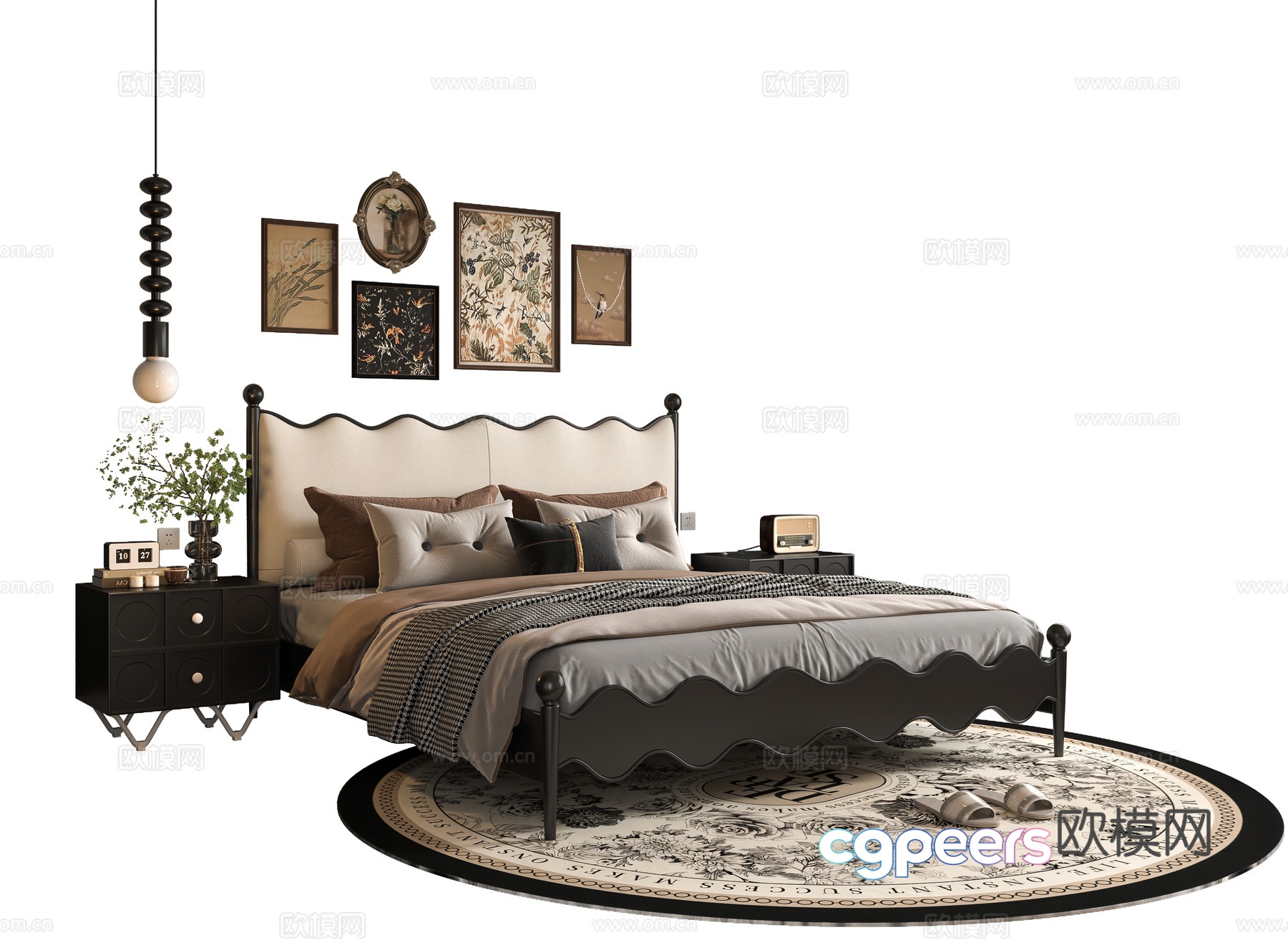 French double bed 3d model French double bed 3d model
