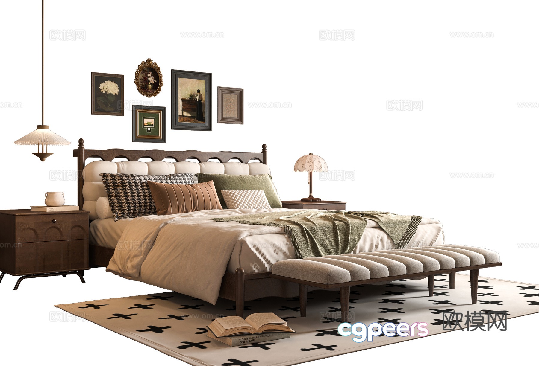 French double bed 3d model French double bed 3d model