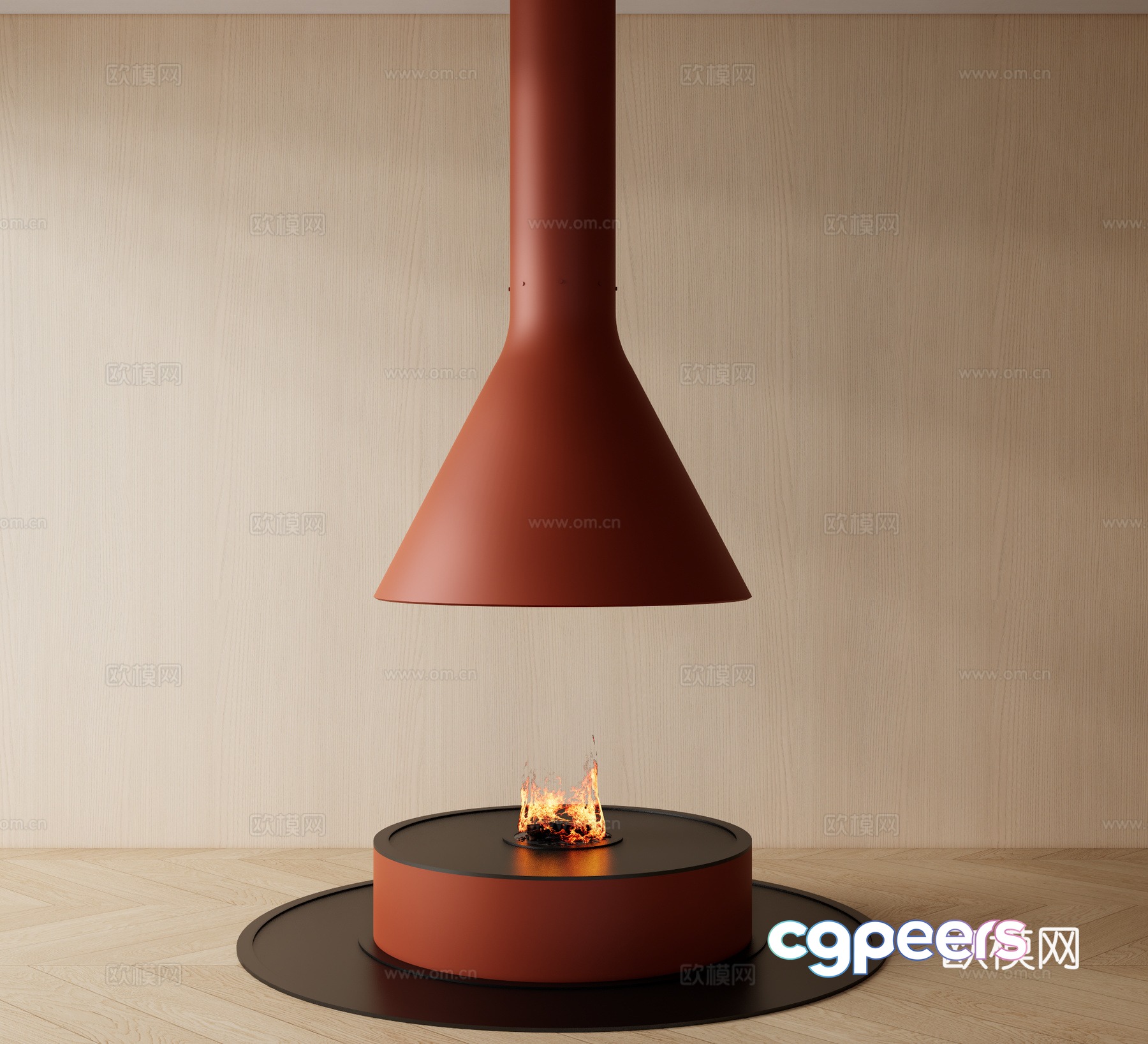 Round fireplace Metal fireplace 3d model Round fireplace Metal fireplace 3d model