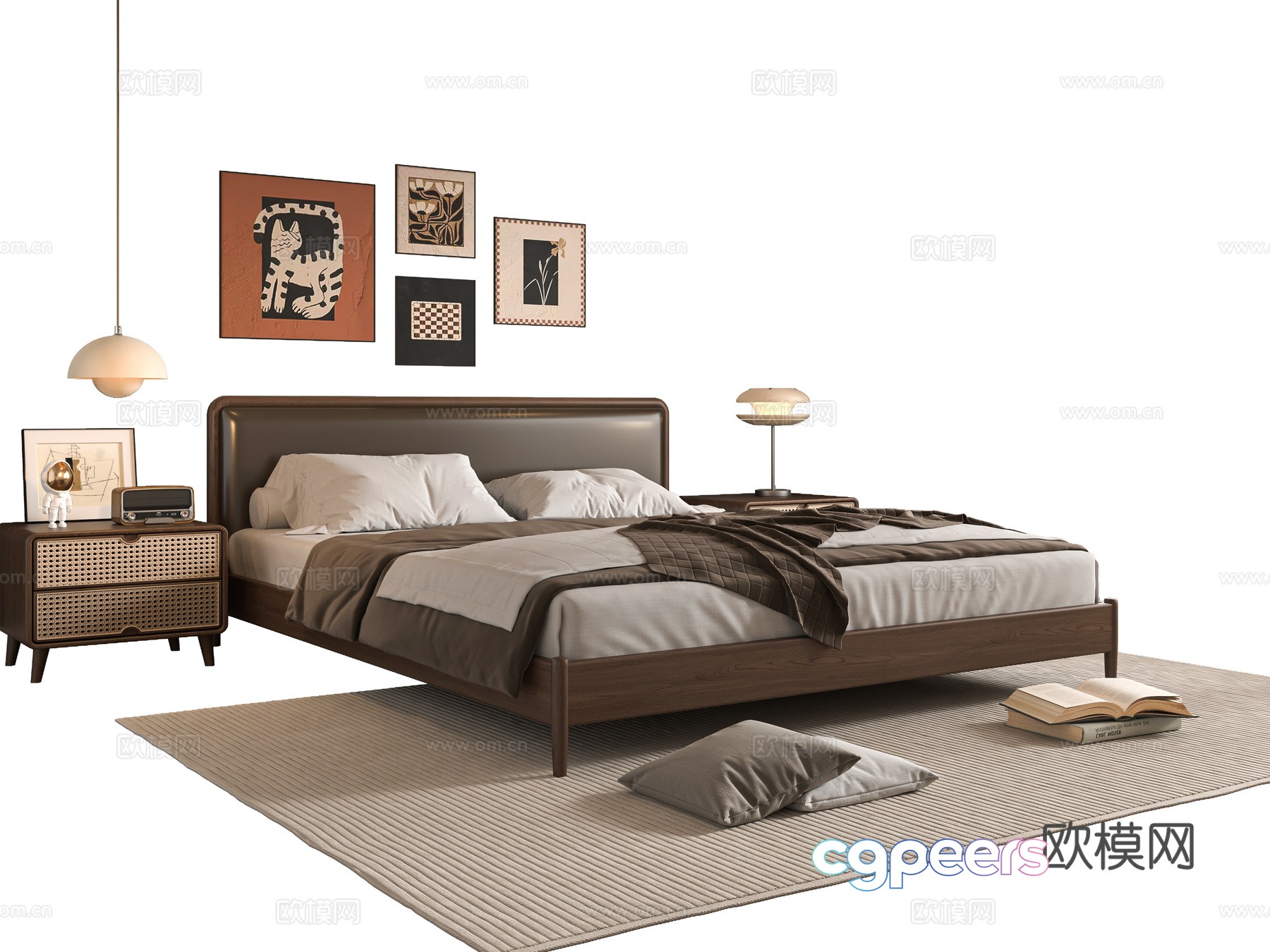 Middle-aged double bed 3D model Middle-aged double bed 3D model