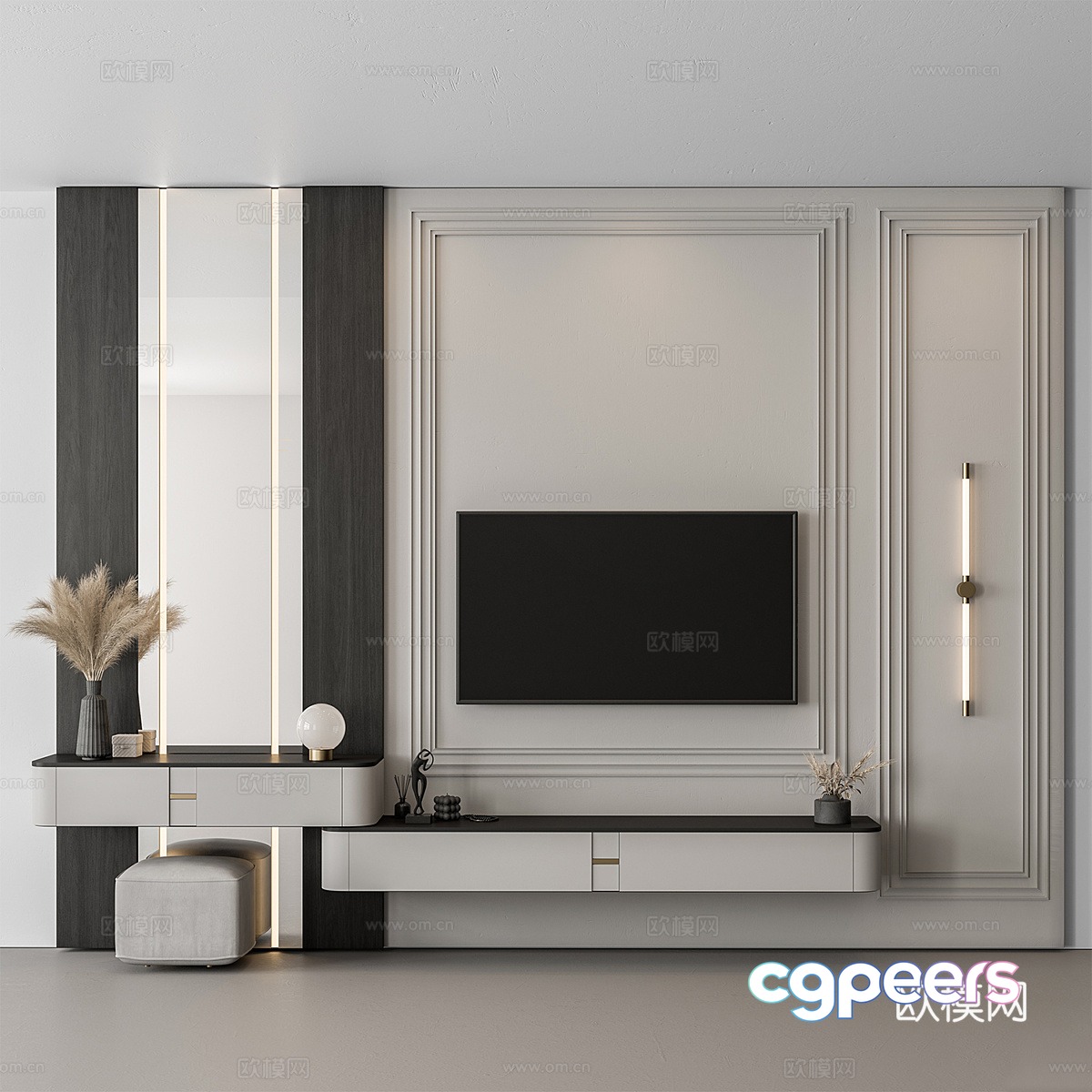 Modern TV background wall 3d model Modern TV background wall 3d model