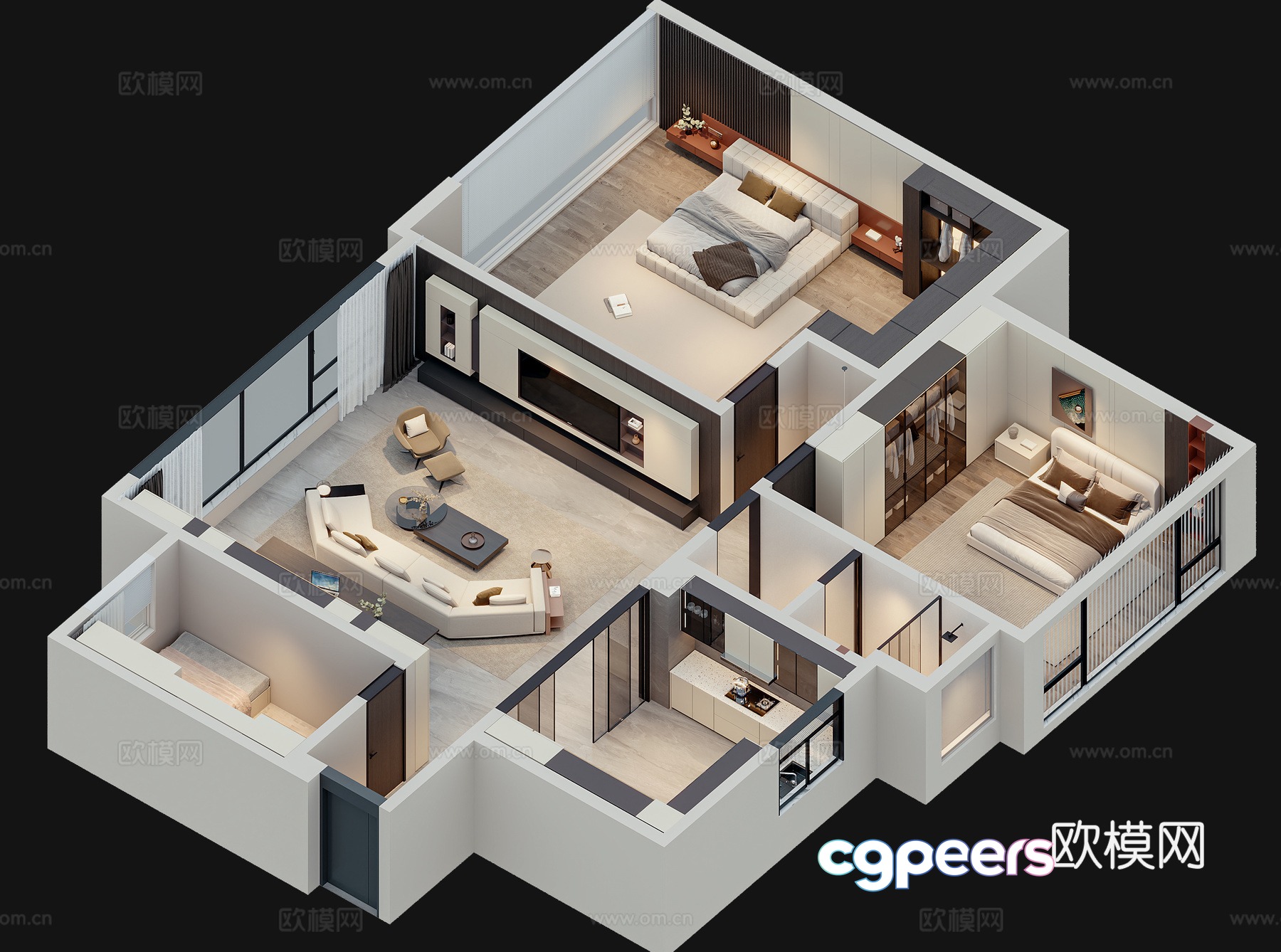 Modern home decoration aerial view 3d model Modern home decoration aerial view 3d model