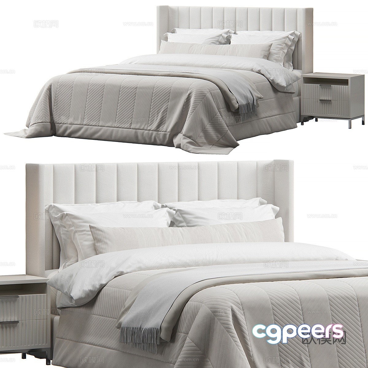 Modern fabric double bed 3d model Modern fabric double bed 3d model