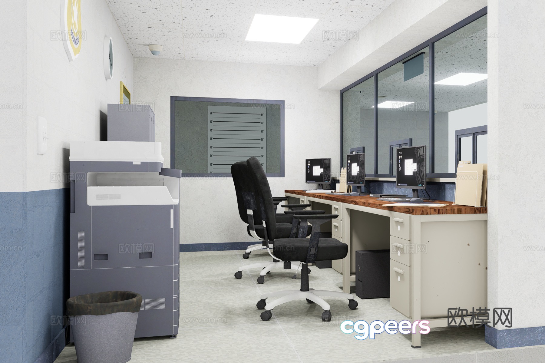 Police station internal 3d model Police station internal 3d model