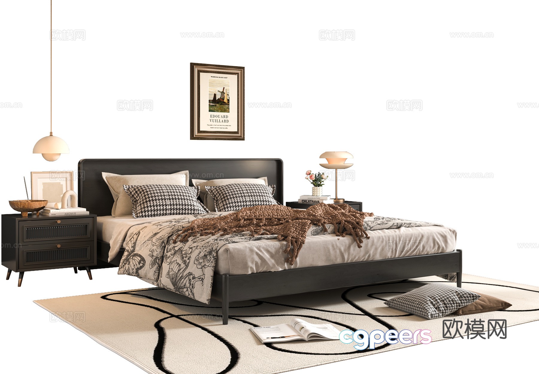French double bed 3d model French double bed 3d model