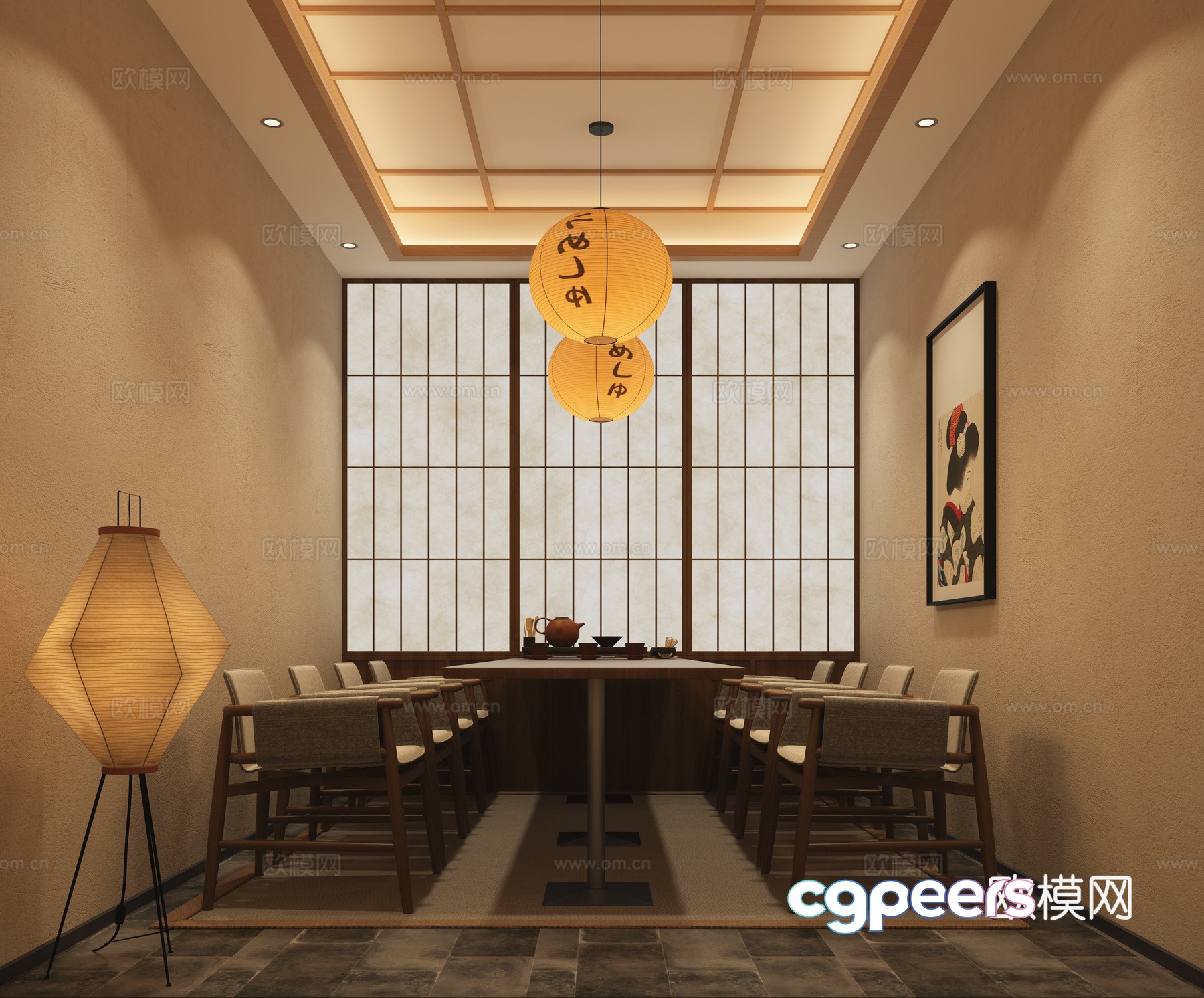 Modern Japanese restaurant 3d model Modern Japanese restaurant 3d model