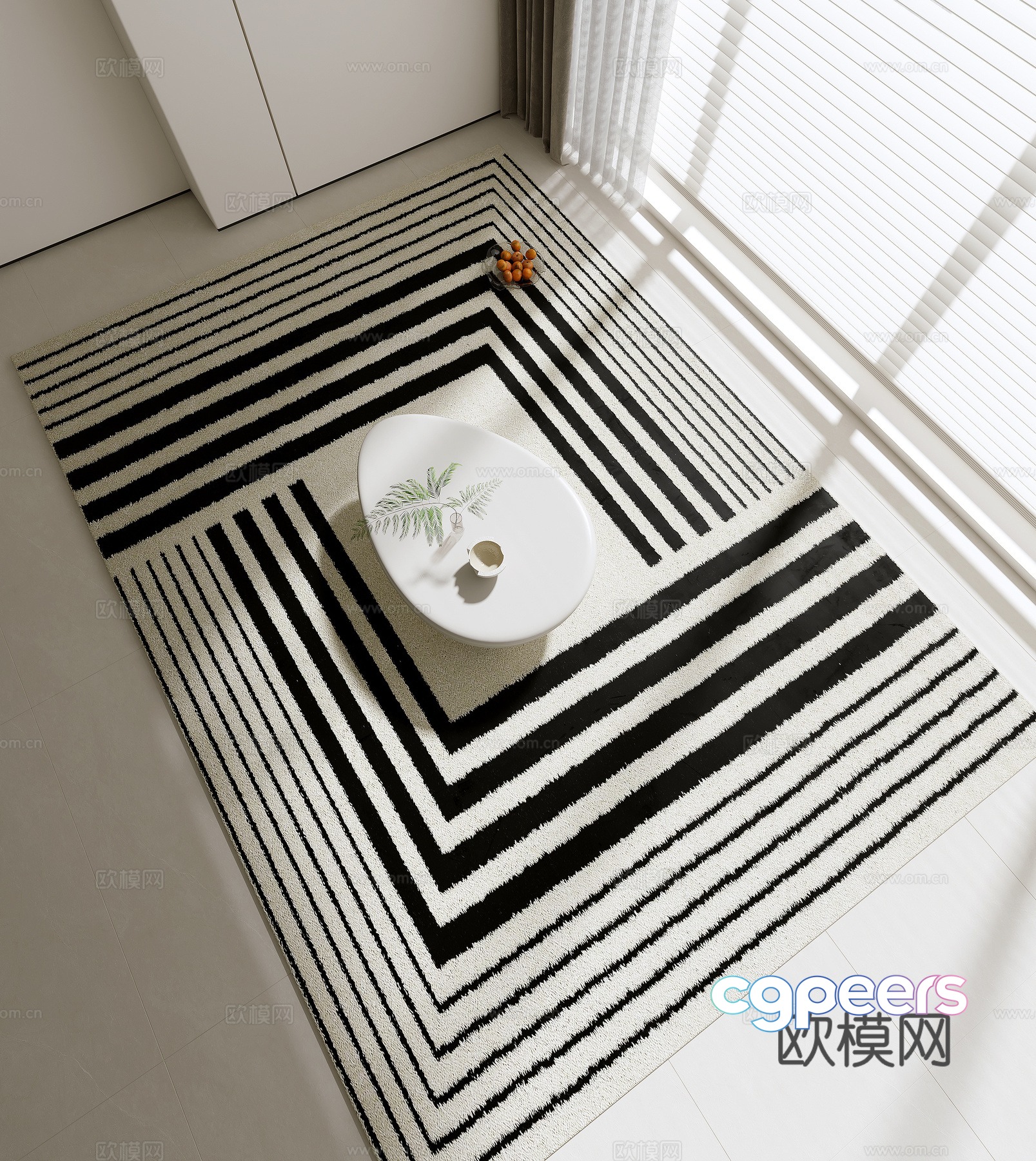 Modern black and white carpet Striped carpet Fabric carpet 3d model Modern black and white carpet Striped carpet Fabric carpet 3d model