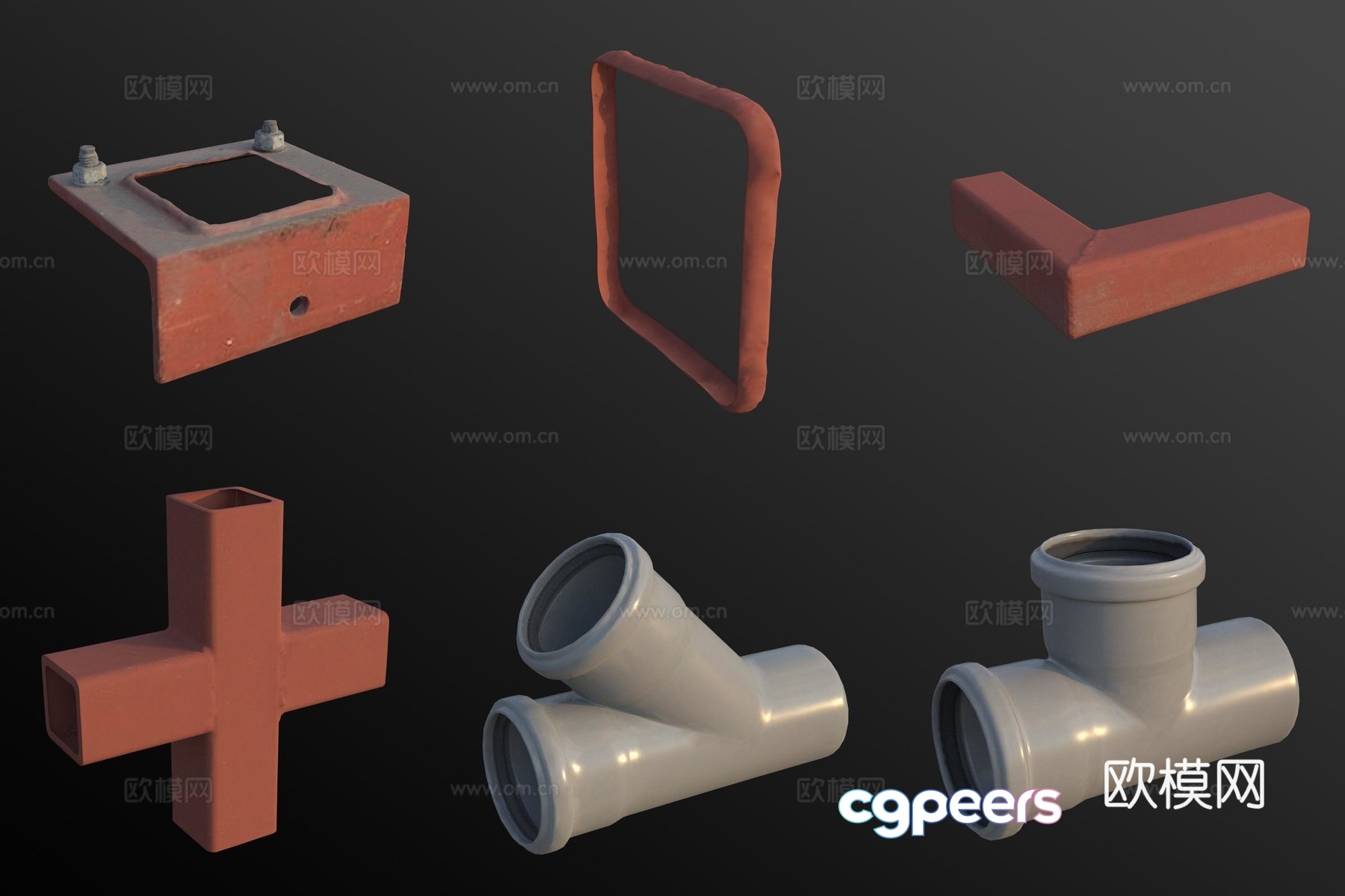 Pipe tee joint hardware 3D model Pipe tee joint hardware 3D model