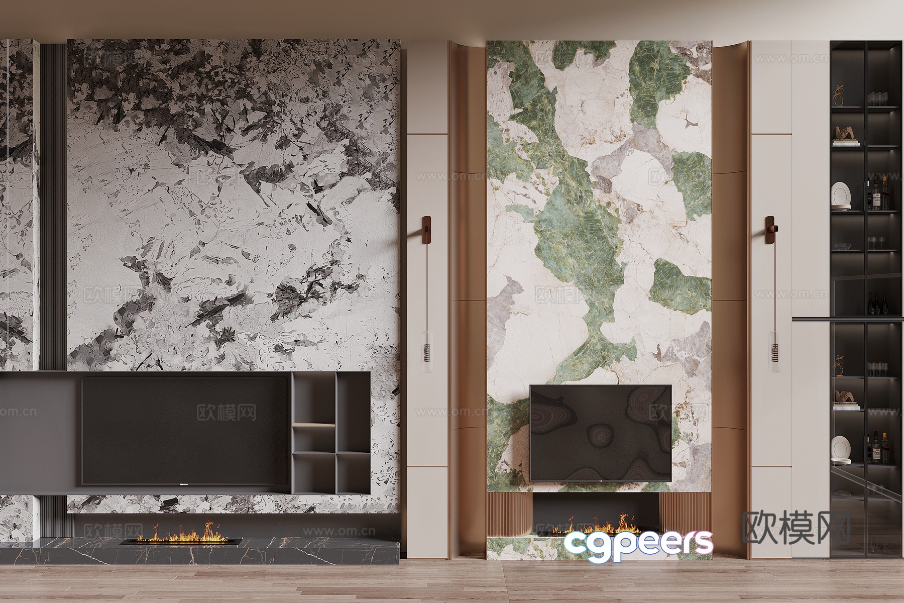 Modern TV background wall 3d model Modern TV background wall 3d model