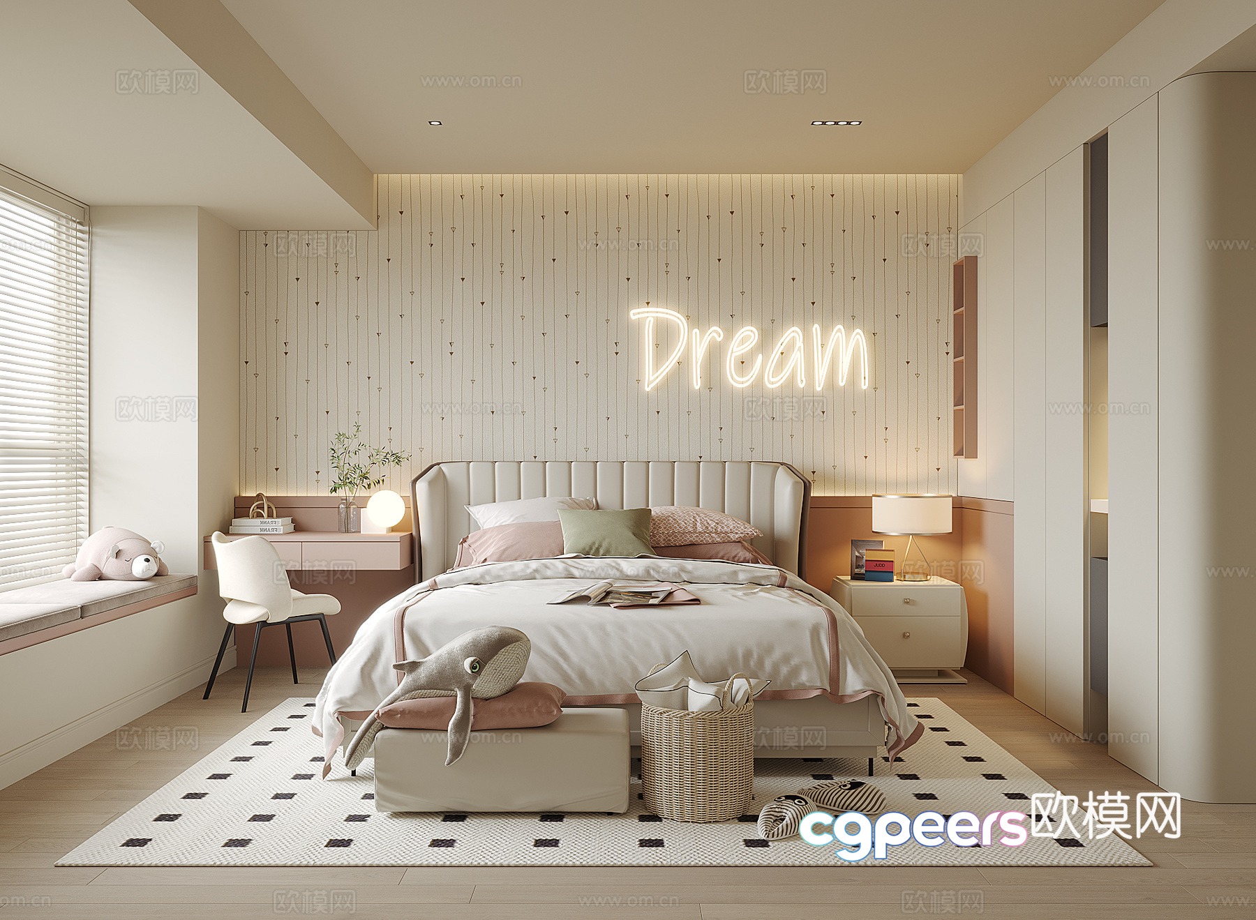 Modern girl room 3d model Modern girl room 3d model