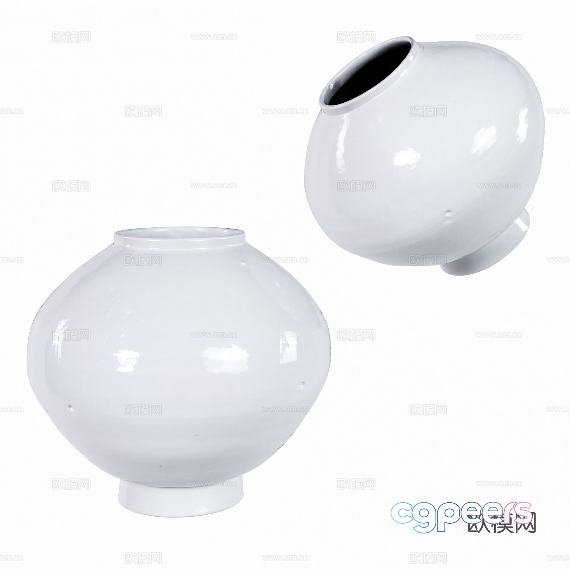 Modern white clay pot 3d model Modern white clay pot 3d model
