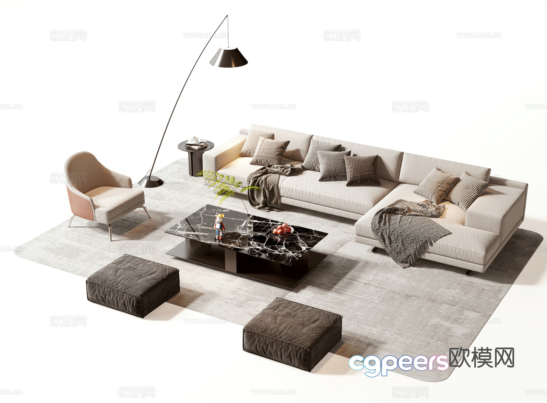 Modern sofa coffee table set 3d model Modern sofa coffee table set 3d model