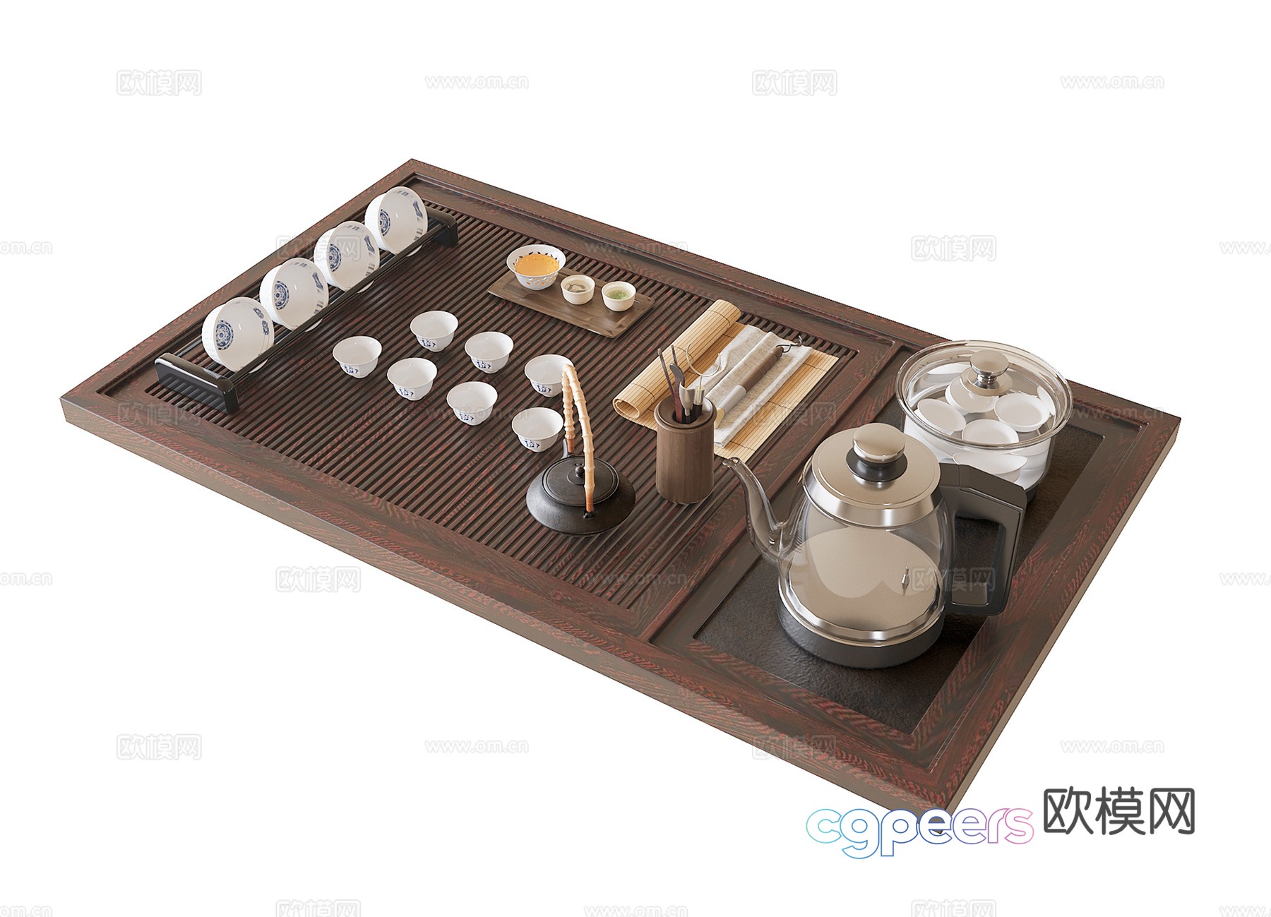 Modern tea set ornaments 3d model Modern tea set ornaments 3d model
