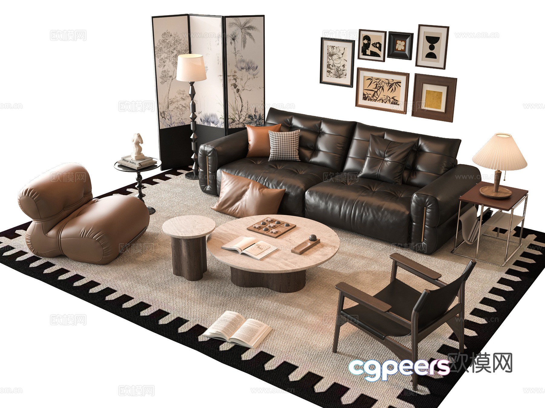 French sofa combination 3D model French sofa combination 3D model