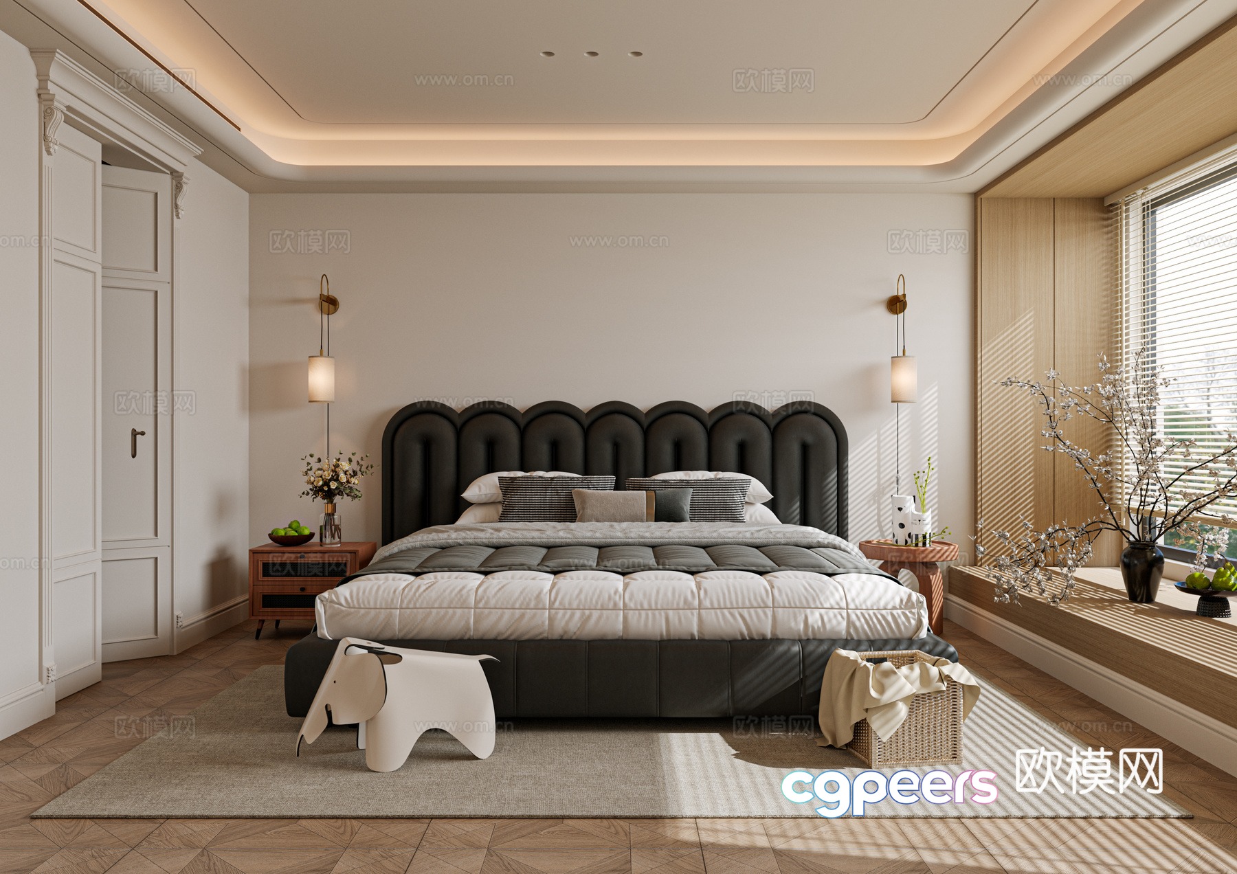 French style medieval style bedroom bed nightstand 3d model French style medieval style bedroom bed nightstand 3d model