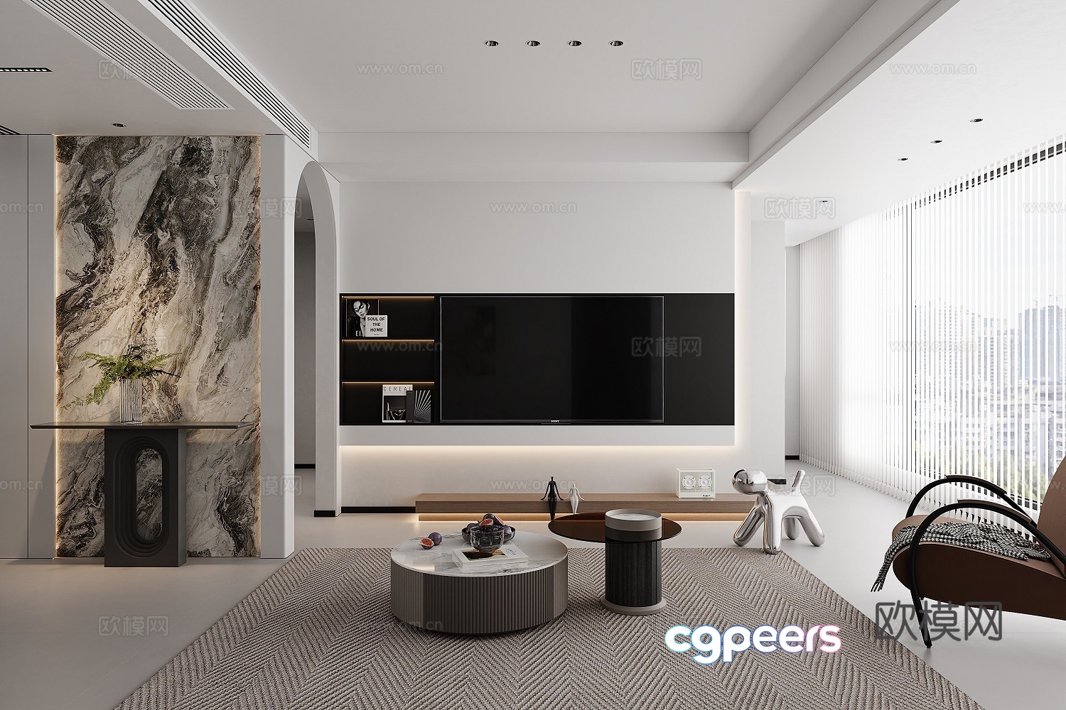 Modern living and dining room 3d model Modern living and dining room 3d model