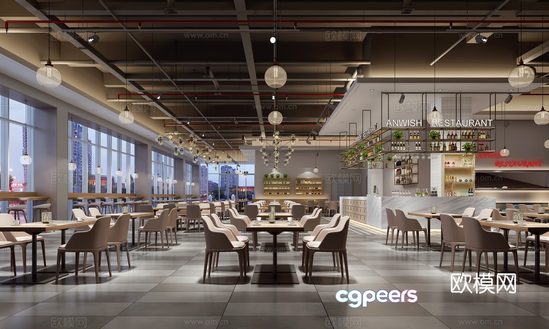 Modern cafeteria 3d model Modern cafeteria 3d model