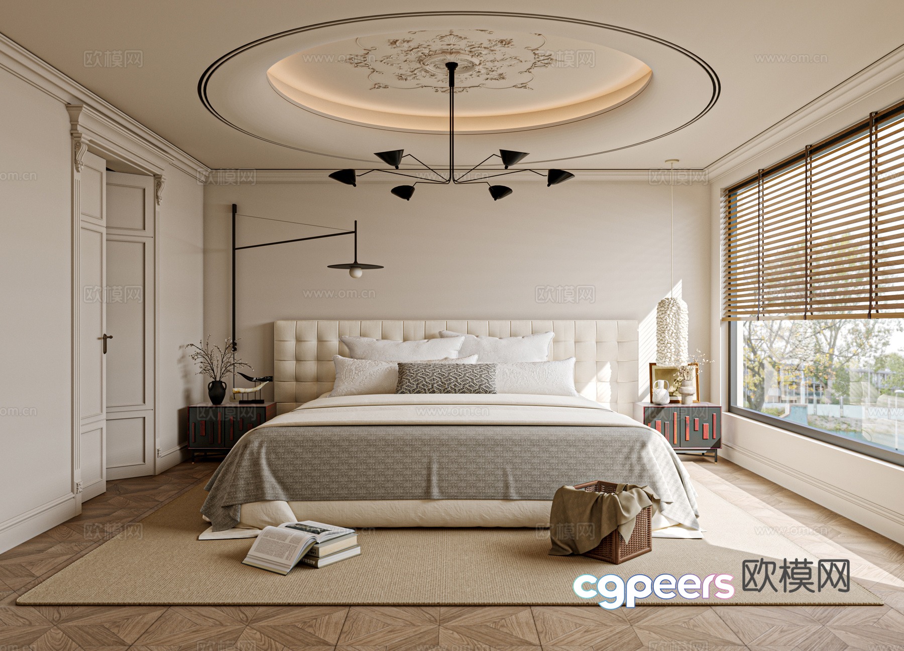 French bedroom master bedroom bed nightstand 3d model French bedroom master bedroom bed nightstand 3d model