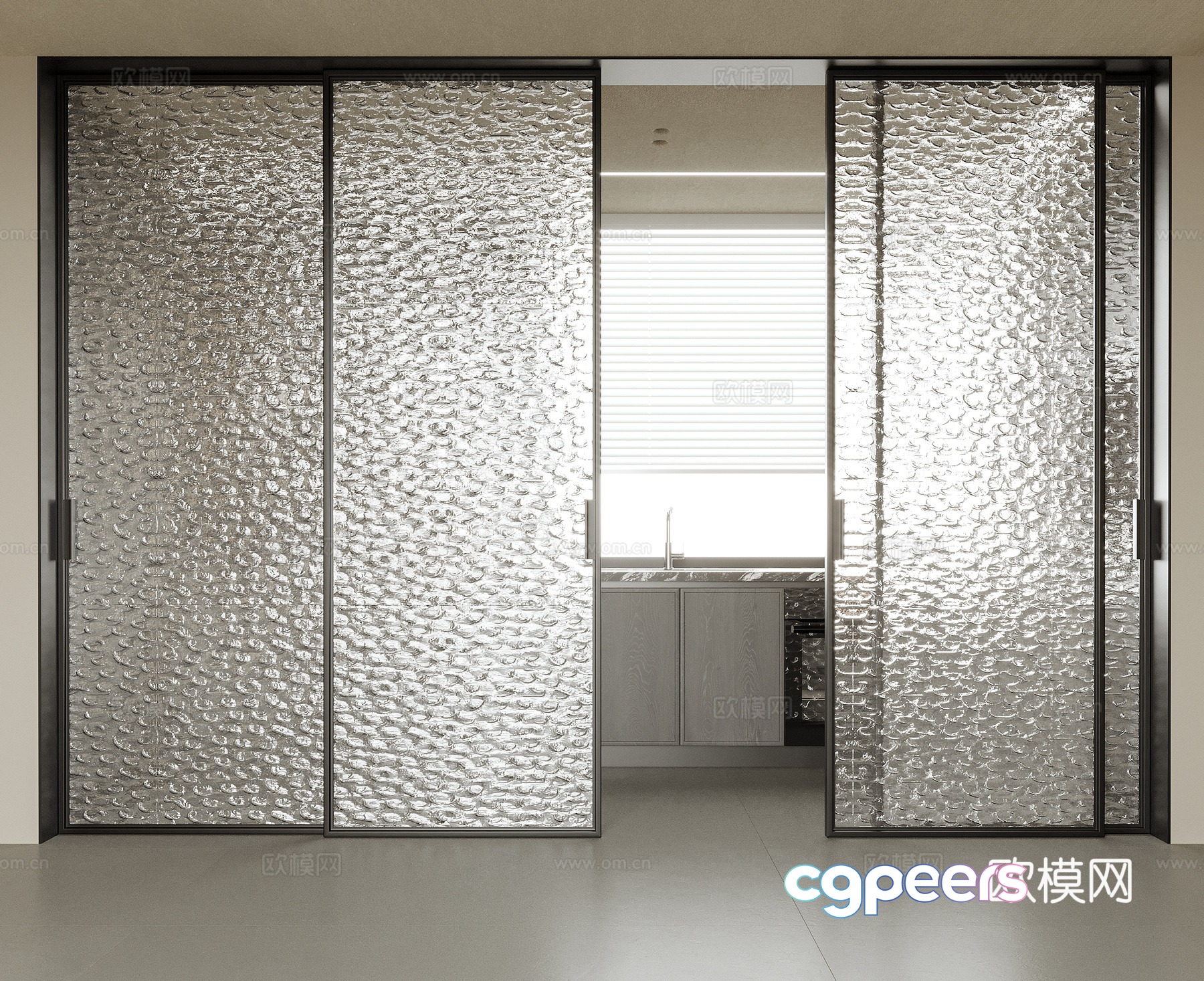 Modern sliding door glass door kitchen door 3d model Modern sliding door glass door kitchen door 3d model